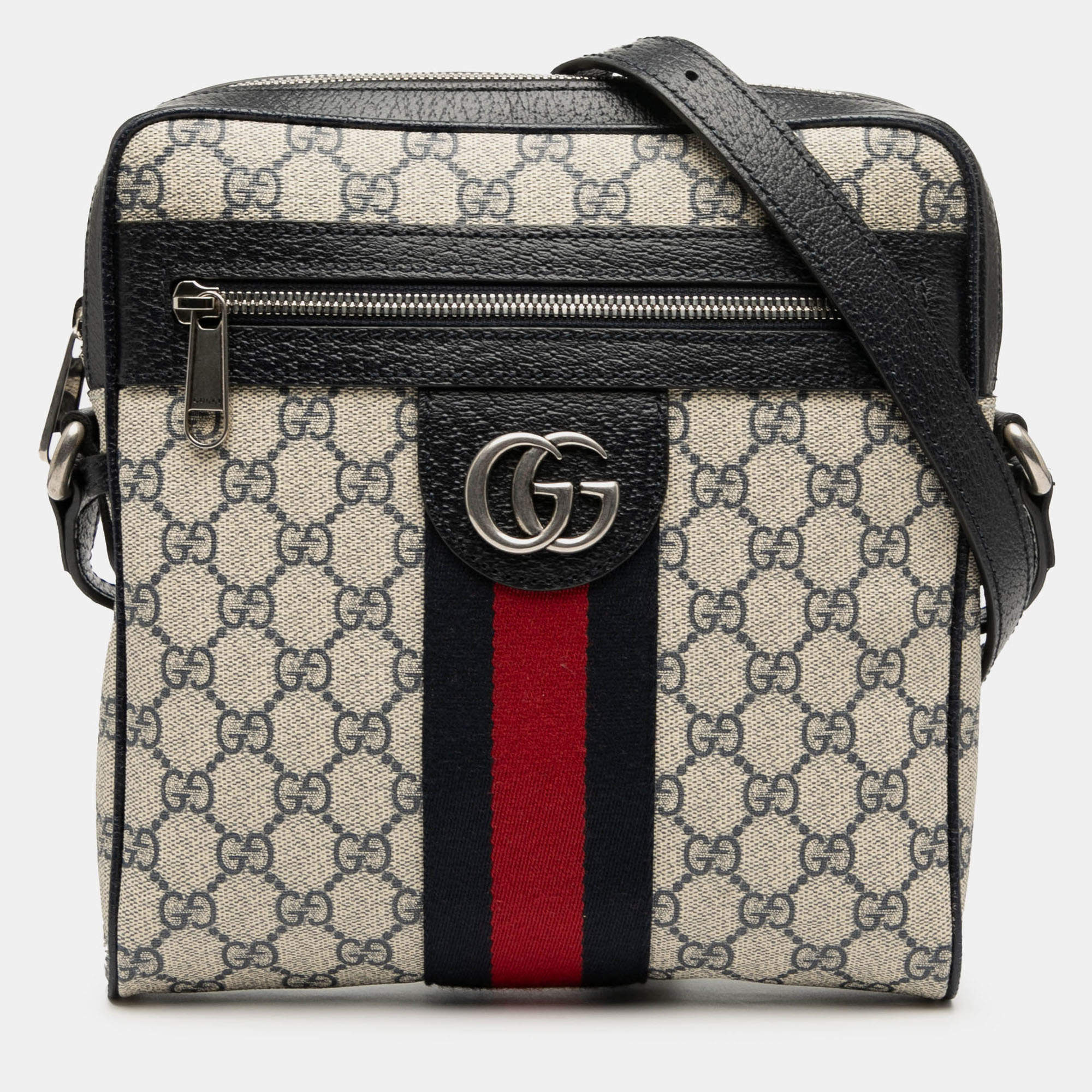 Pre Owned Gucci Small GG Supreme Web Ophidia Messenger Bag