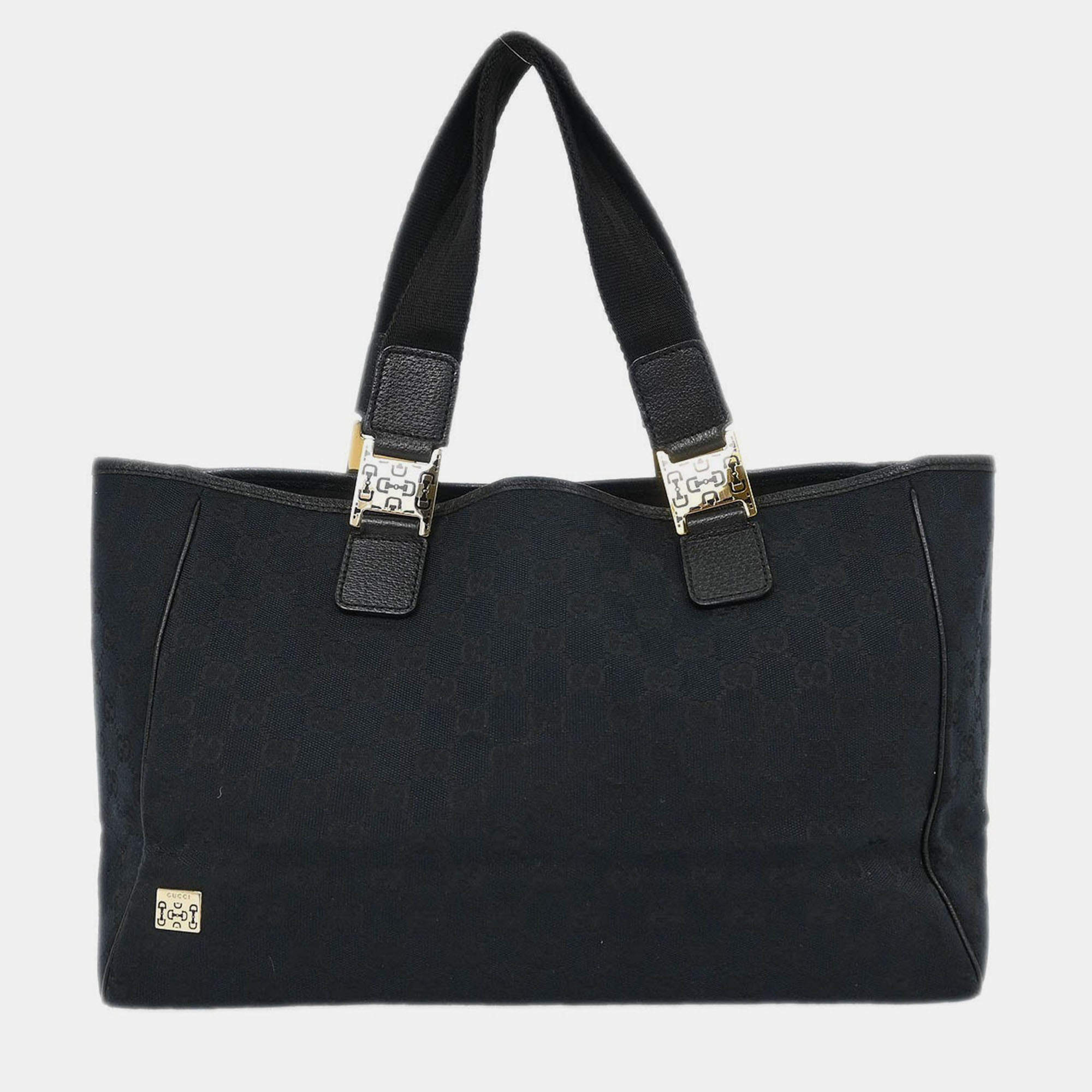 Pre Owned Gucci Black GG Tote Bag