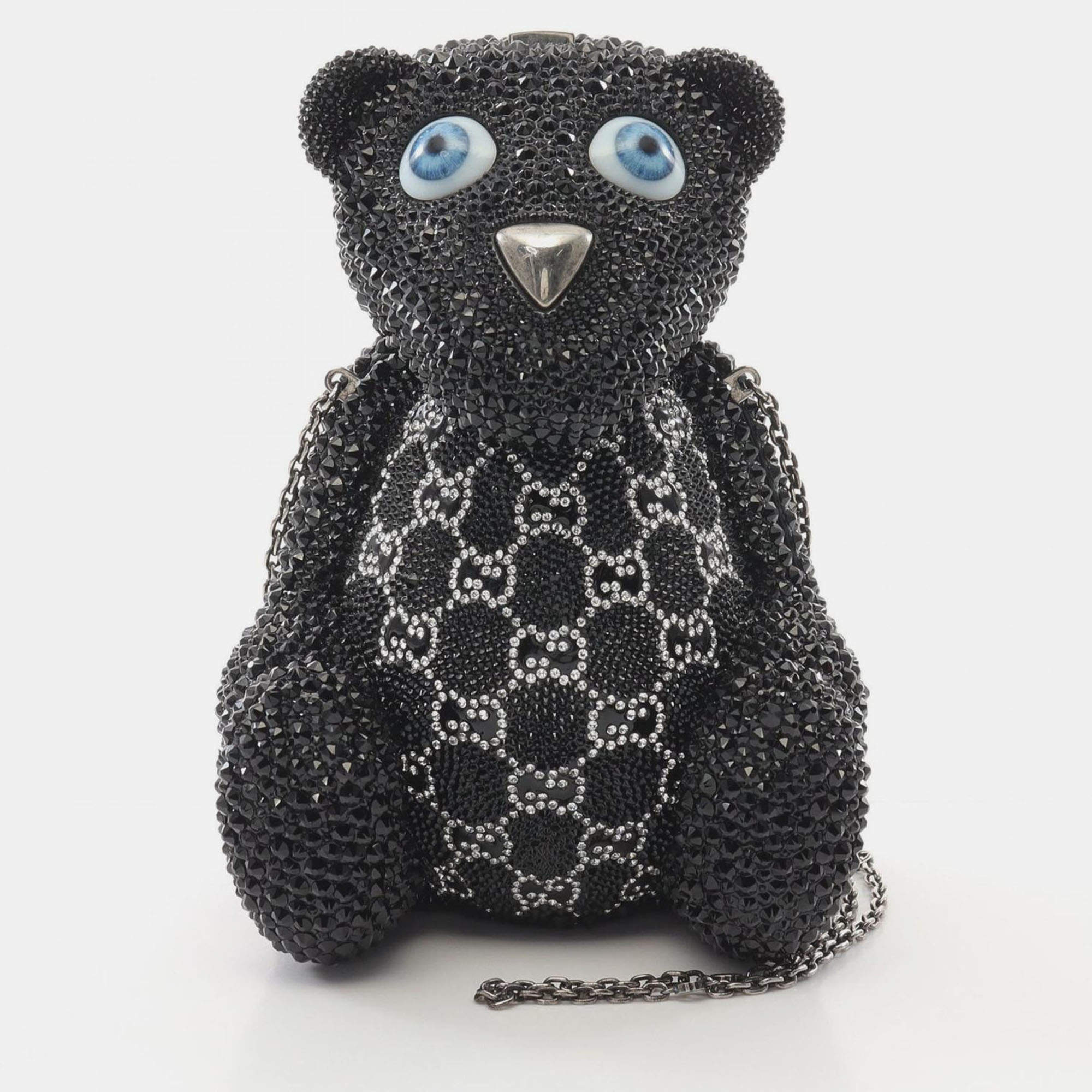 Pre Owned حقيبة كتف غوتشي دبدوب جي جي سواروفسكي أسود متعدد الألوان