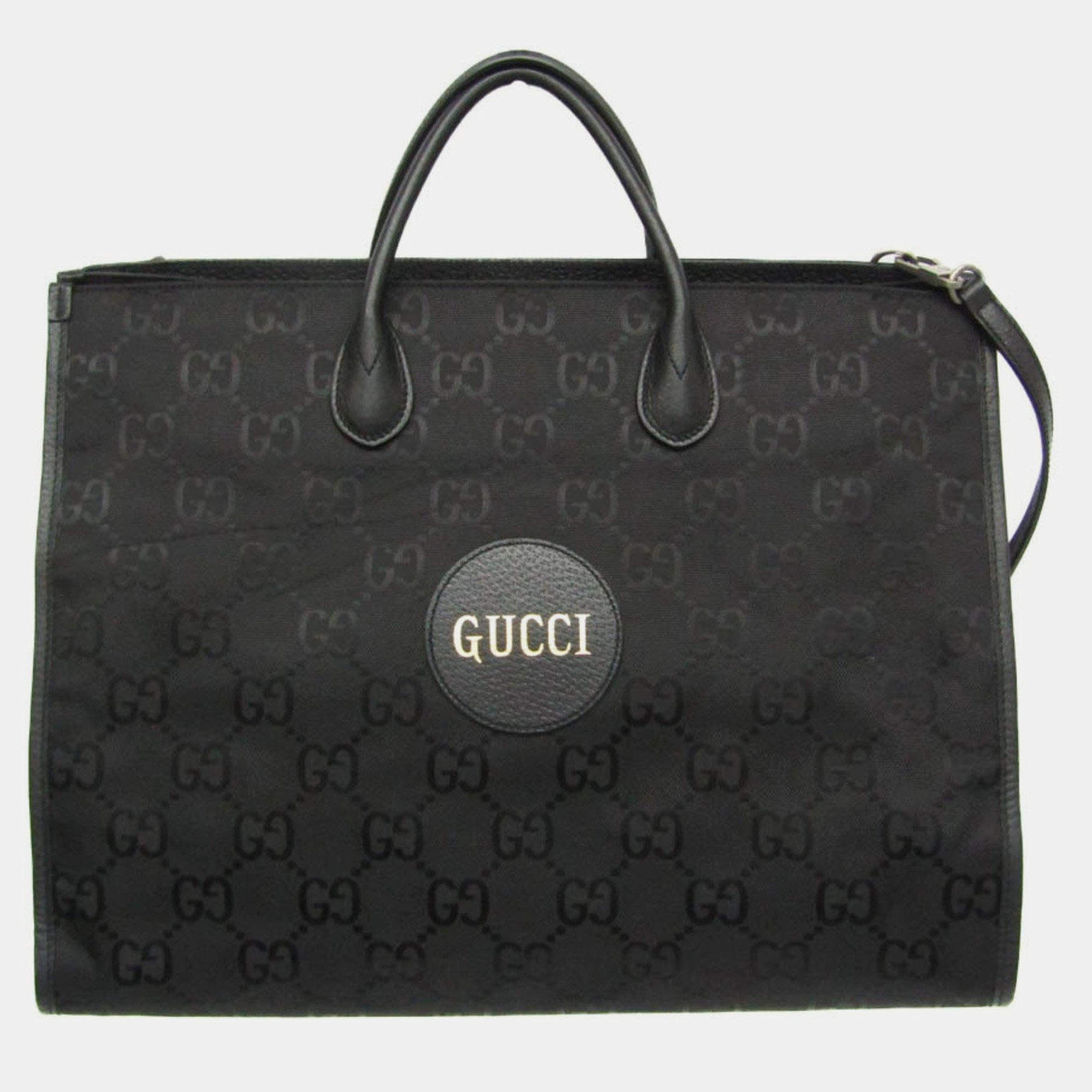 Pre Owned Gucci Off The Grid GG Nylon Canvas Leather Shoulder Bag Black
