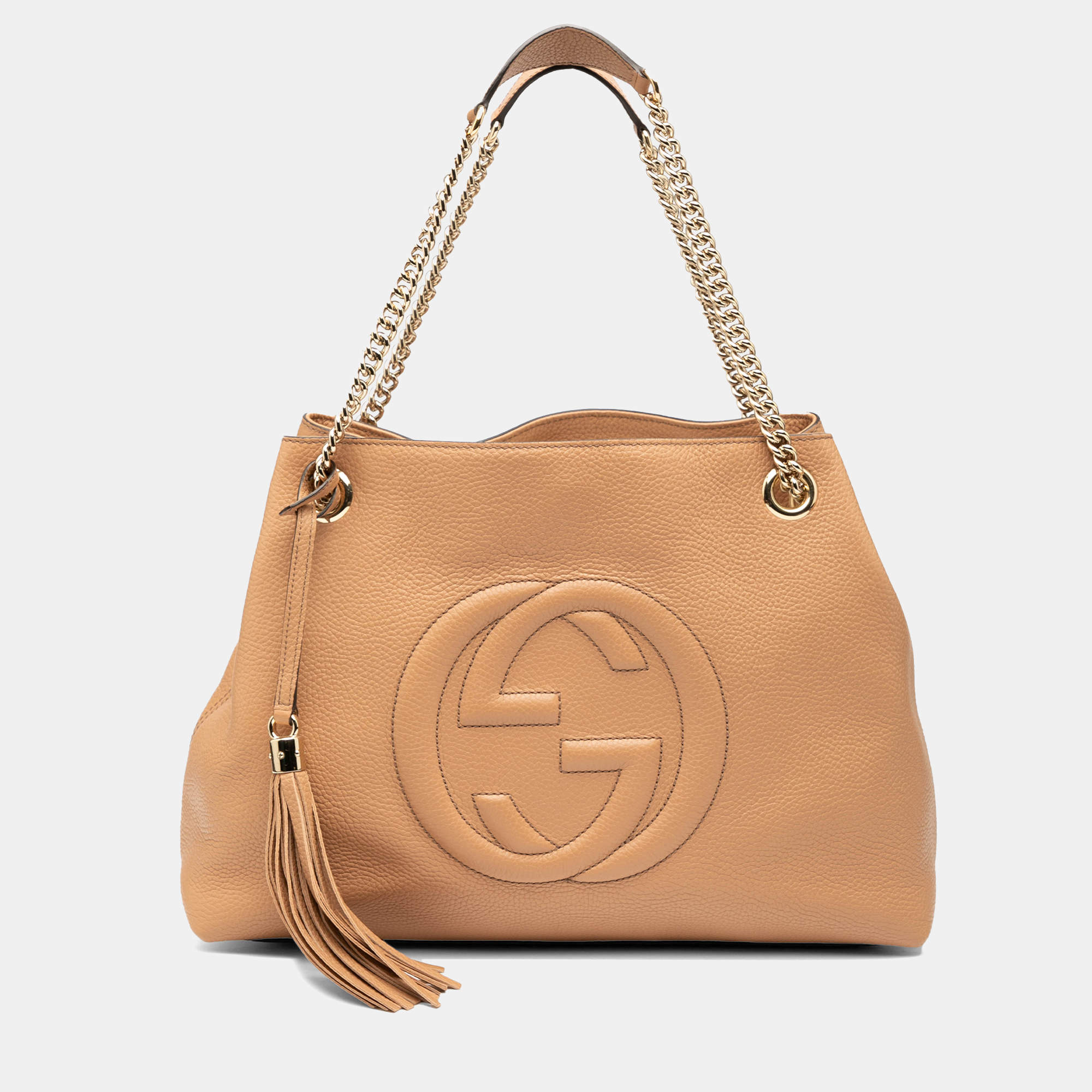 Pre Owned Gucci Brown Medium Leather Soho Chain Tote
