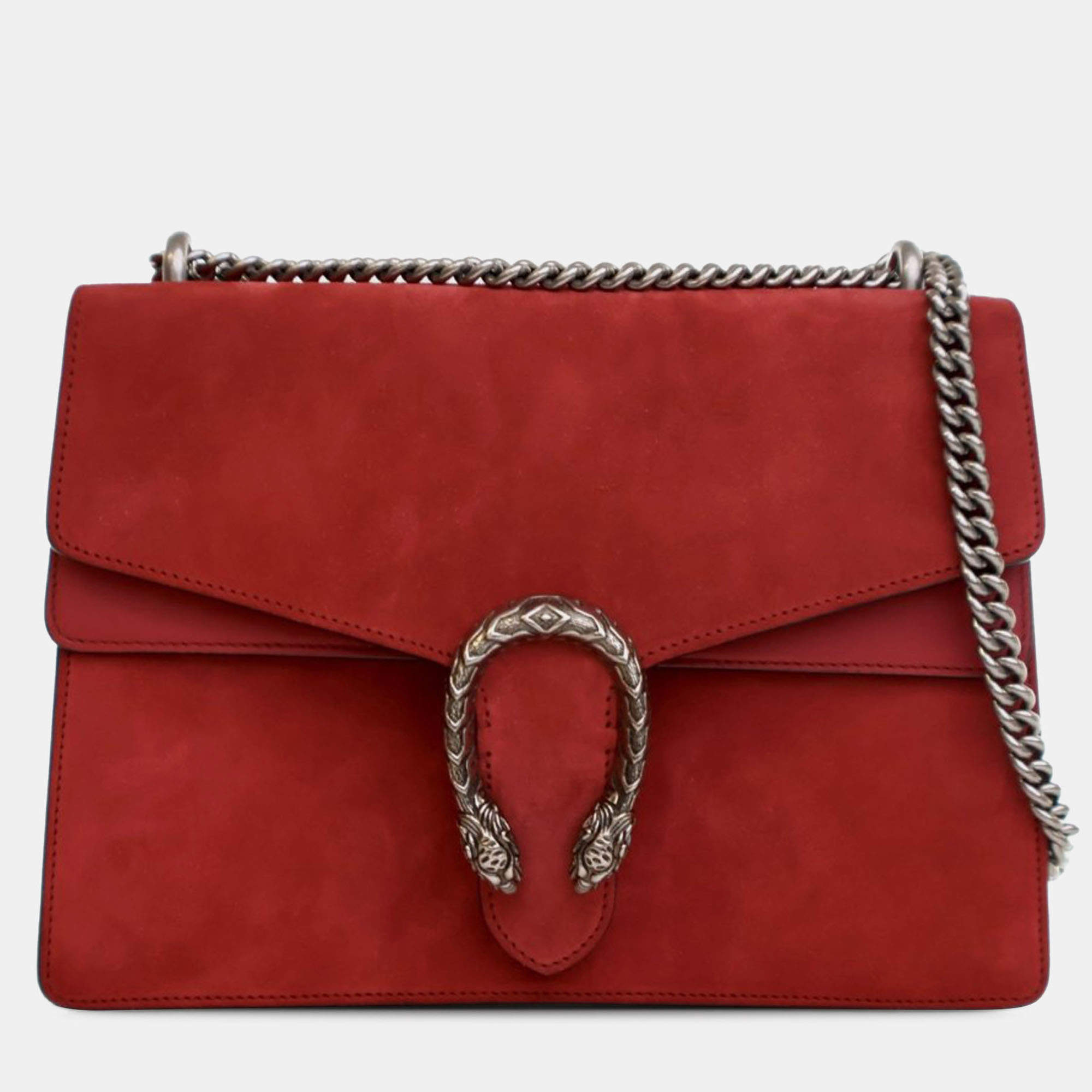 Pre Owned Gucci Red Medium Suede Dionysus Shoulder Bag