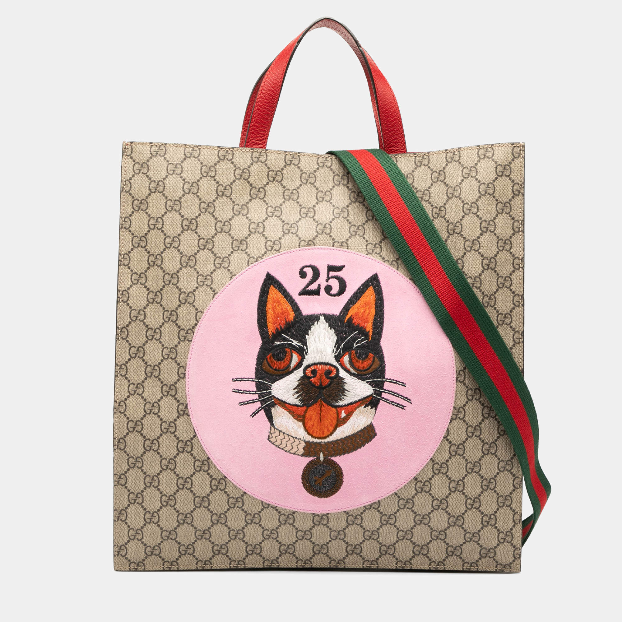 Pre Owned Gucci Beige GG Supreme Web Bosco Satchel