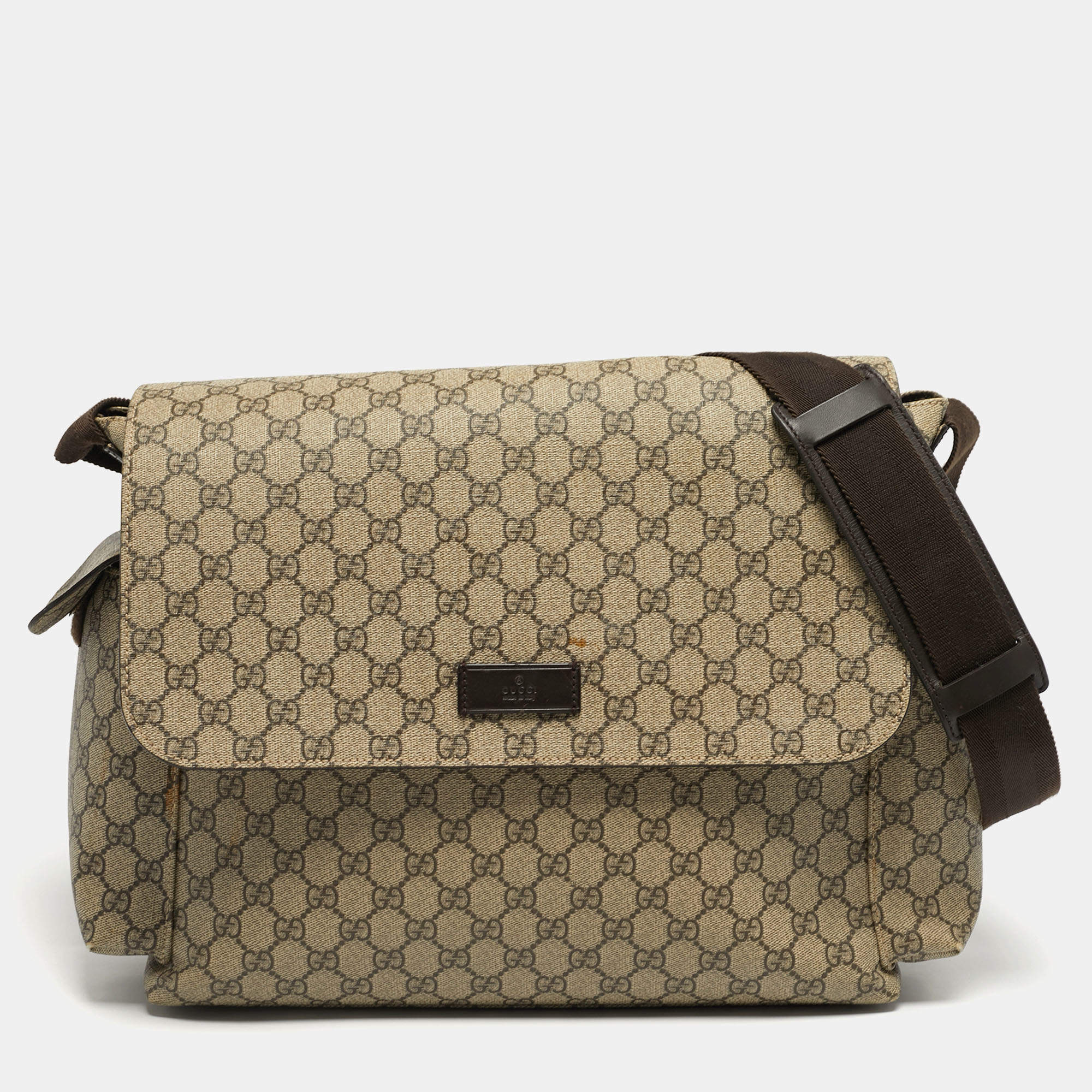 Pre Owned Gucci Beige GG Supreme Canvas Baby Changing Bag