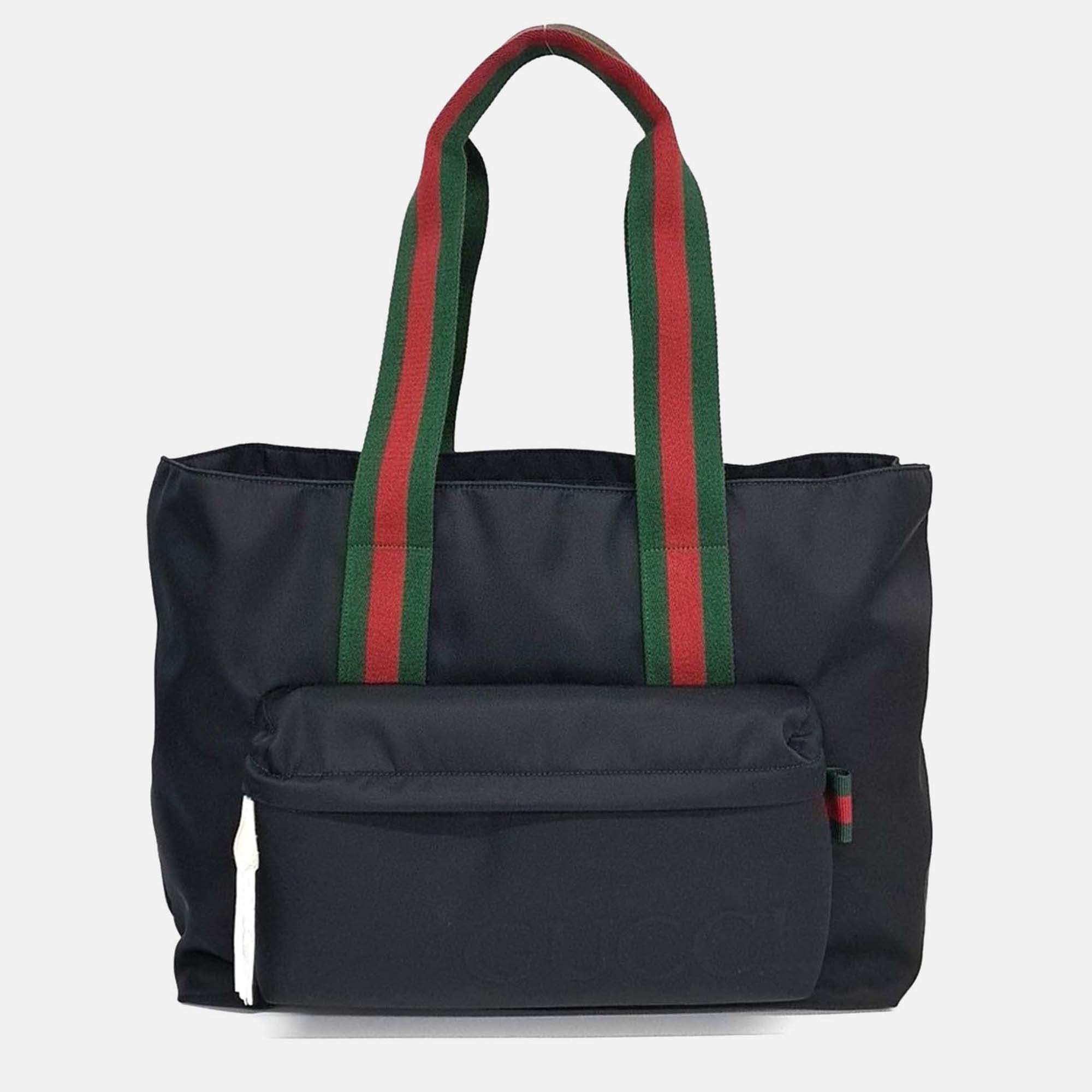 Pre Owned Gucci Black Canvas and Leather Shoulder Bag