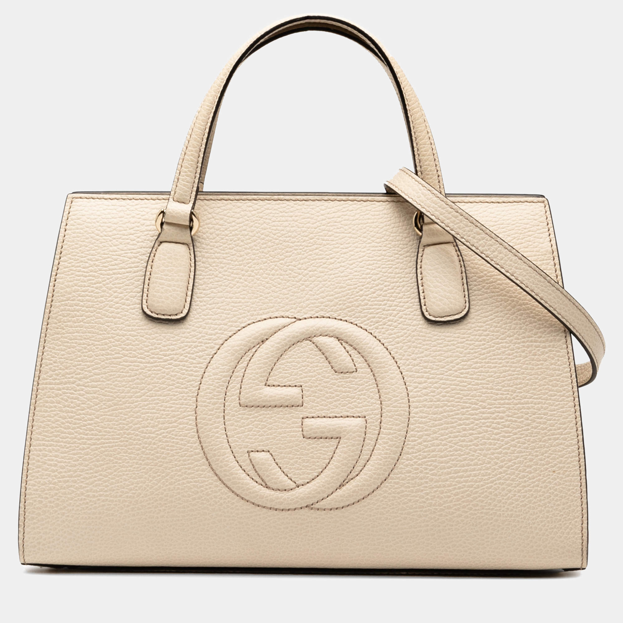 Pre Owned Gucci White Medium Leather Soho Satchel