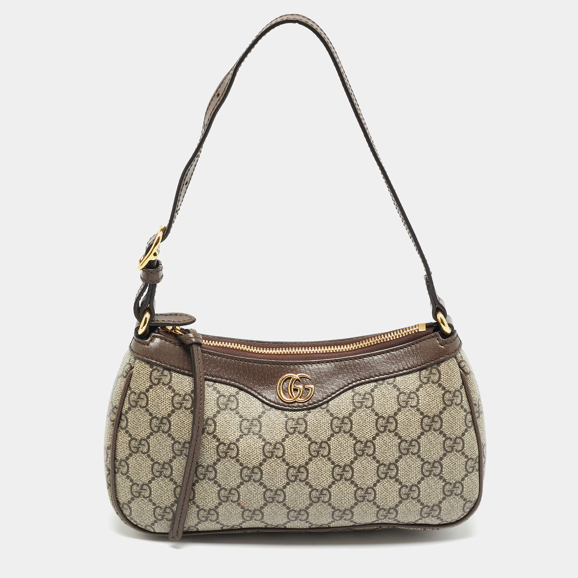 Pre Owned Gucci Beige/Brown GG Supreme Canvas Small Ophidia Shoulder Bag