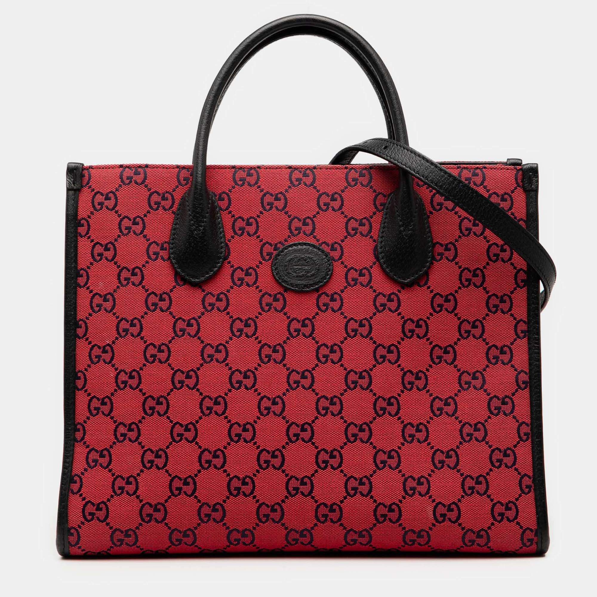 Pre Owned Gucci Small GG Canvas Interlocking G Tote