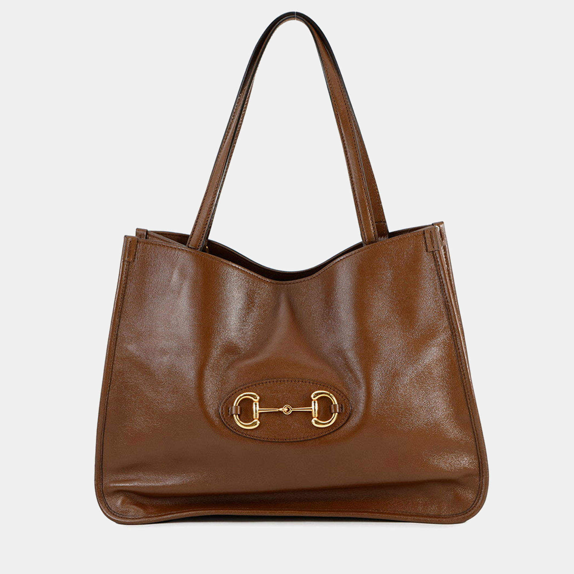 Pre Owned Gucci Horsebit 1955Tote Bag Brown Leather