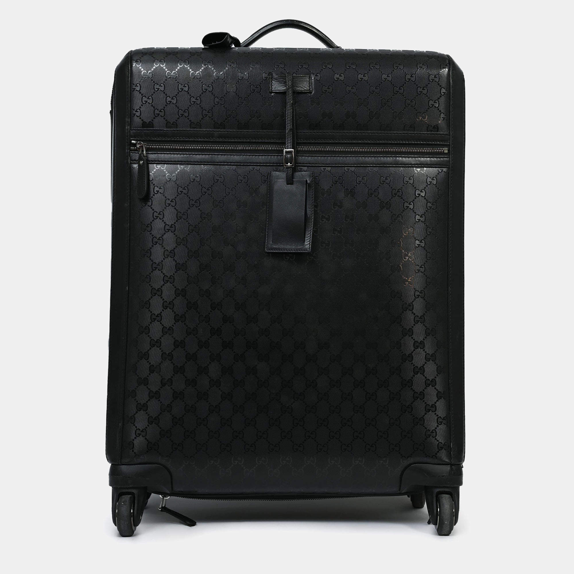 مملوكة مسبقًا Gucci Black Guccissima Medium Luggage Suitcase
