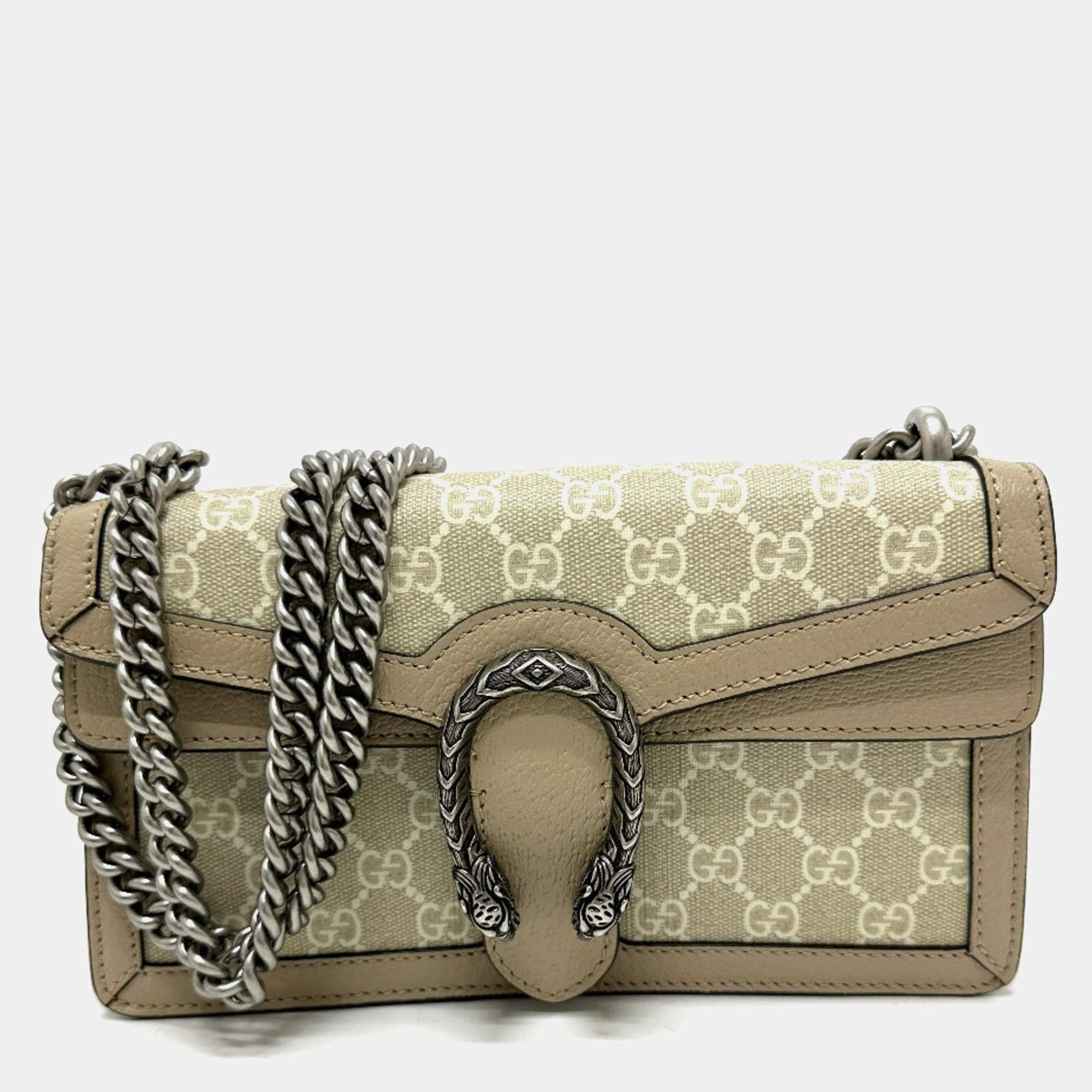 مملوكة مسبقًا Gucci Gg Dionysus Chain Shoulder Bag Supreme Canvas Beige