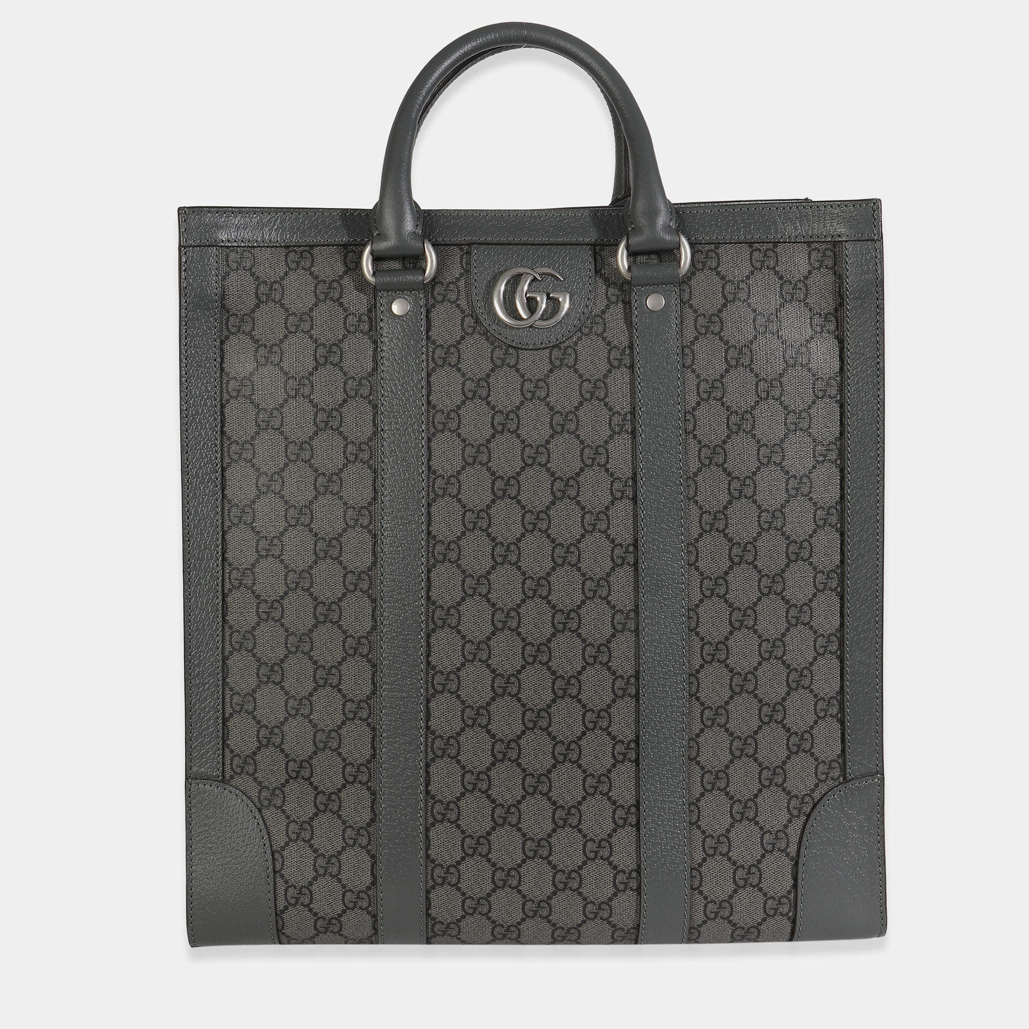 مملوكة مسبقًا Gucci Grey Black GG Coated Canvas Ophidia Medium Tote