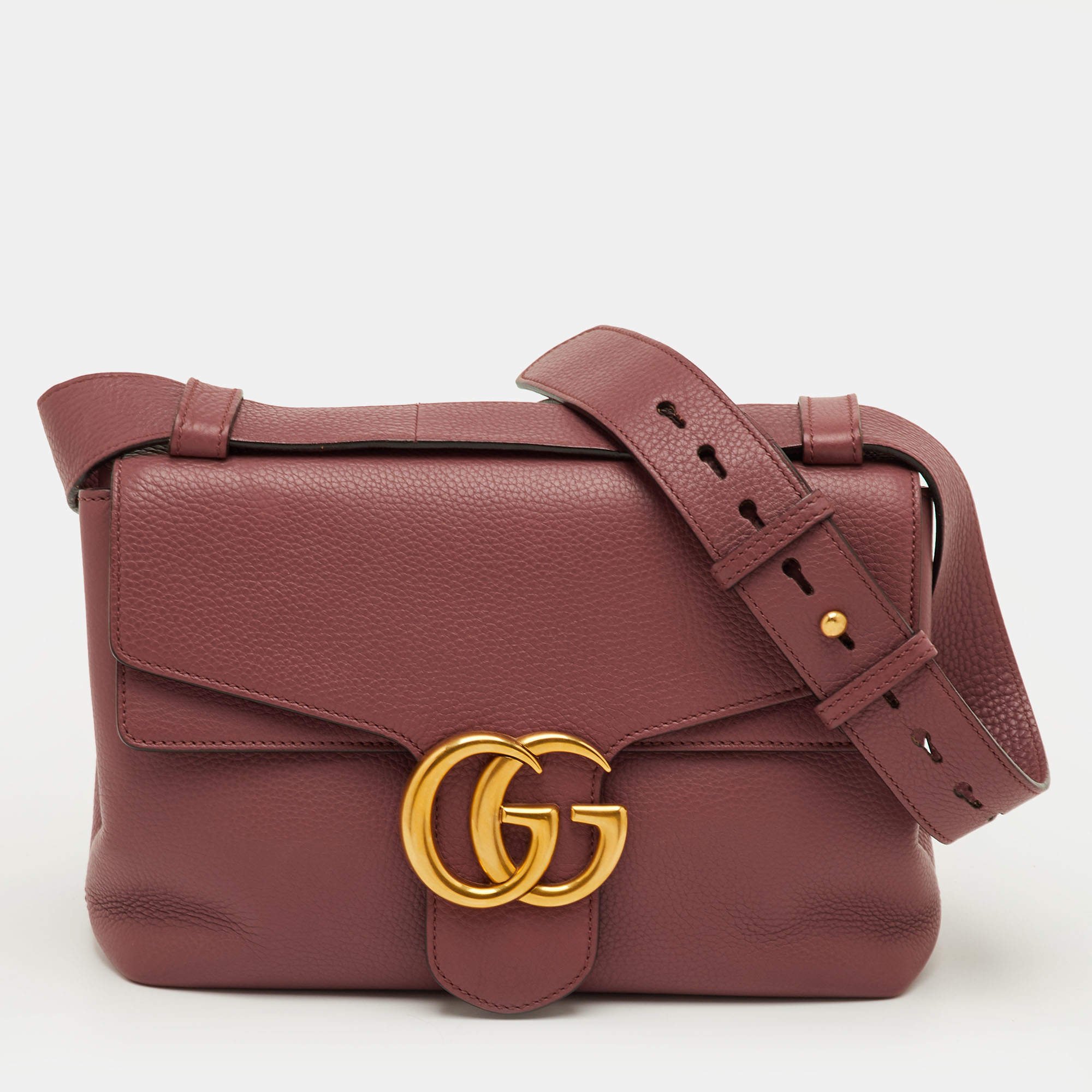 Pre Owned Gucci GG Marmont Old Rose Leather Shoulder Bag