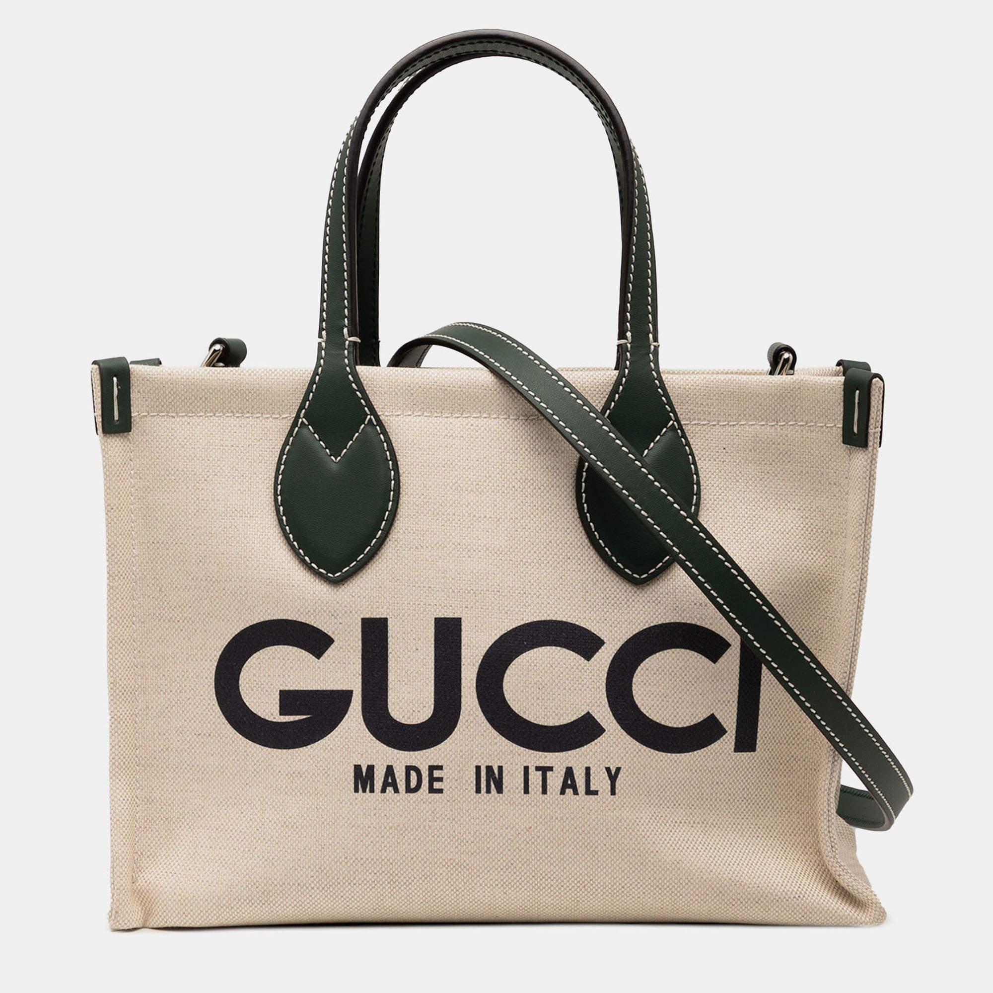 مملوكة مسبقًا Gucci Brown/Green Medium Canvas Logo Tote