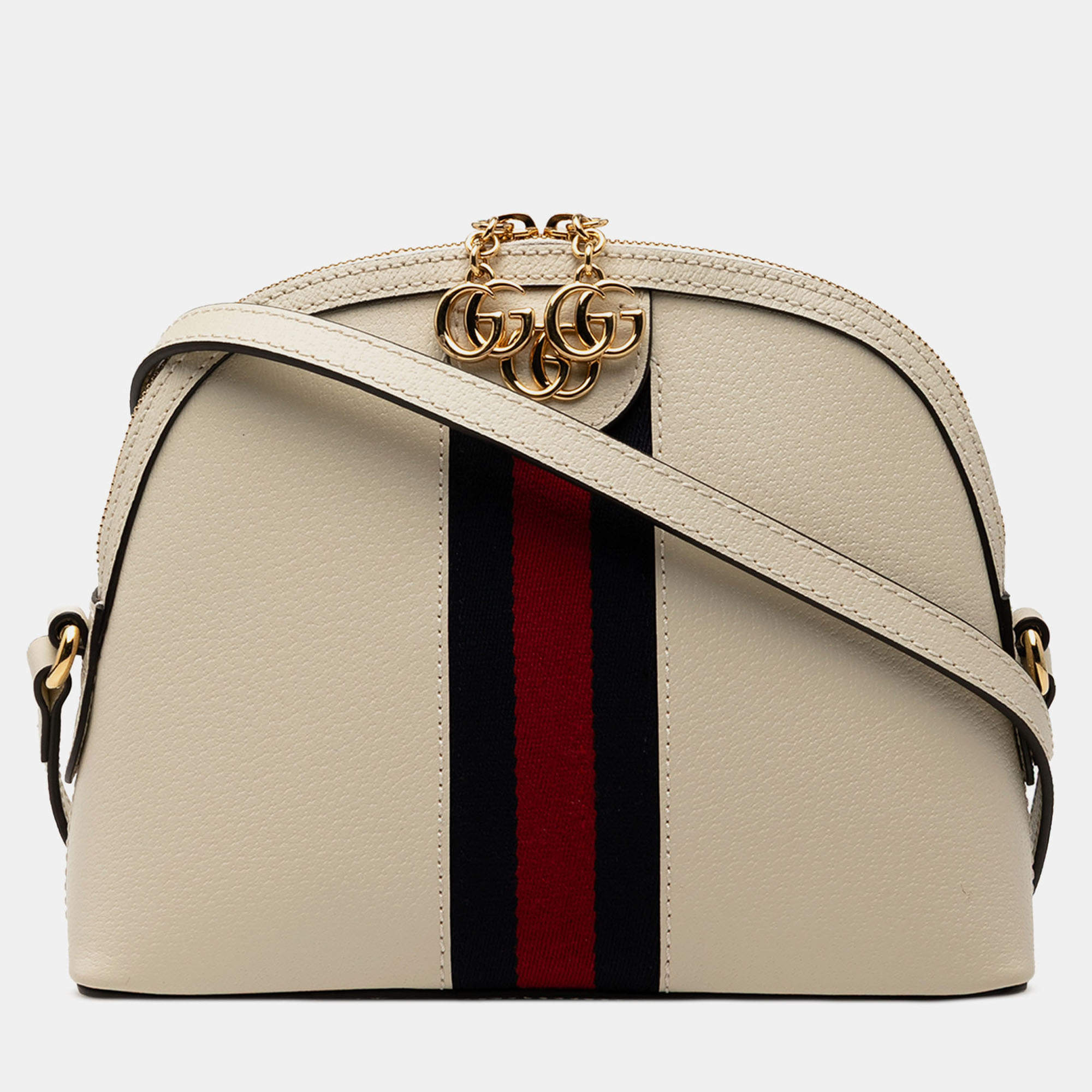 مملوكة مسبقًا Gucci White Small Leather Ophidia Dome Crossbody
