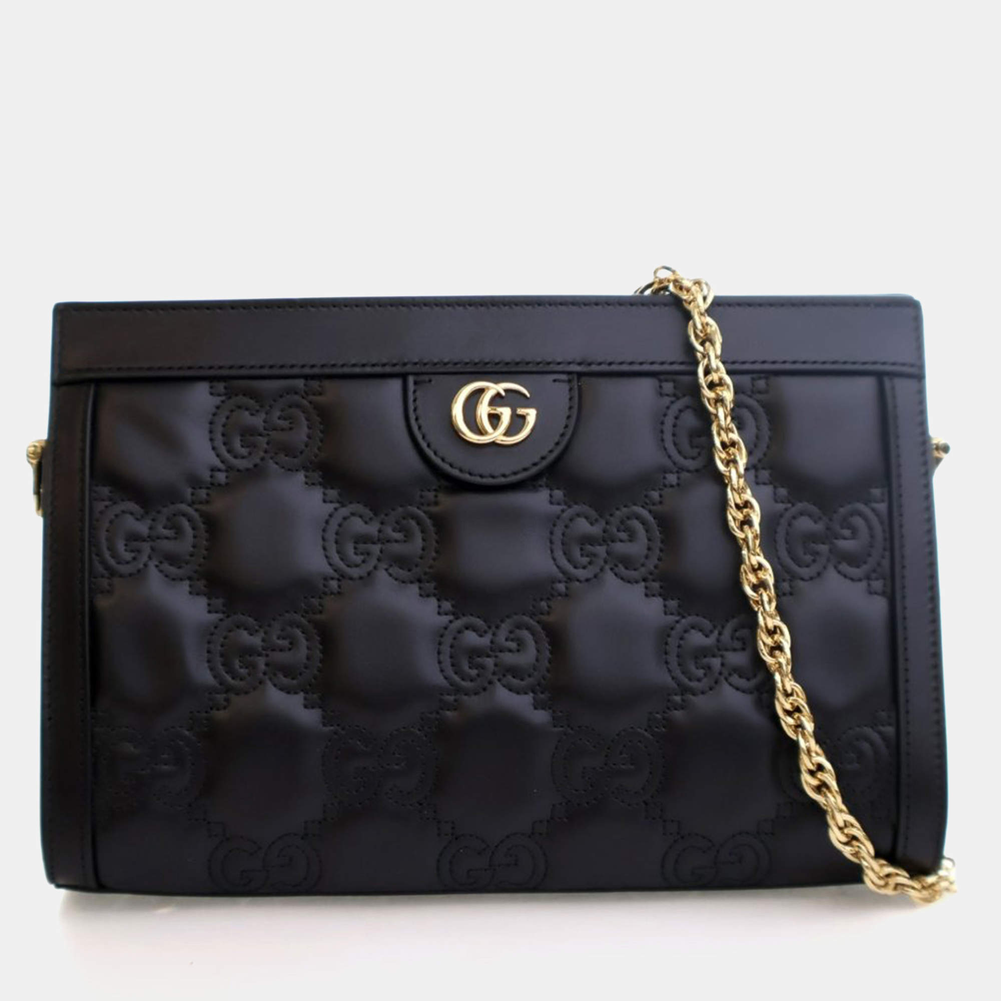 مملوكة مسبقًا Gucci Small Black Calfskin GG Slim Chain Shoulder Bag