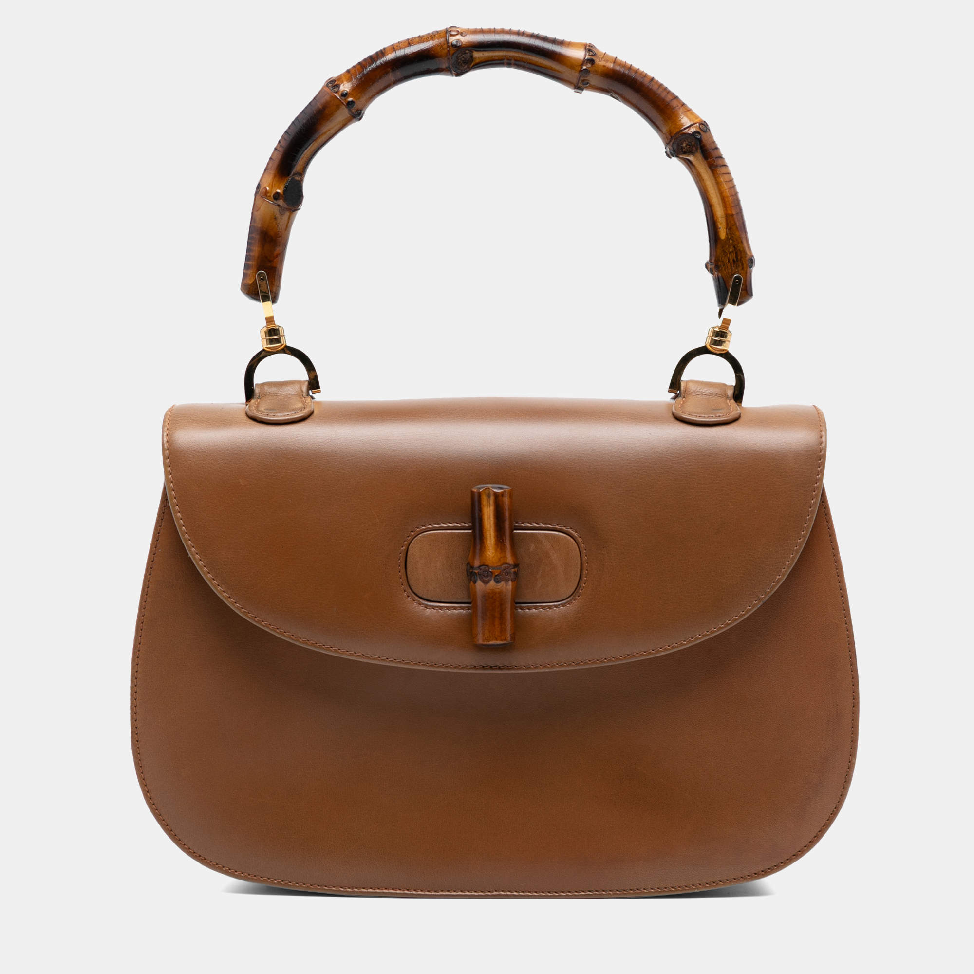 مملوكة مسبقًا Gucci Brown Calfskin Bamboo Night