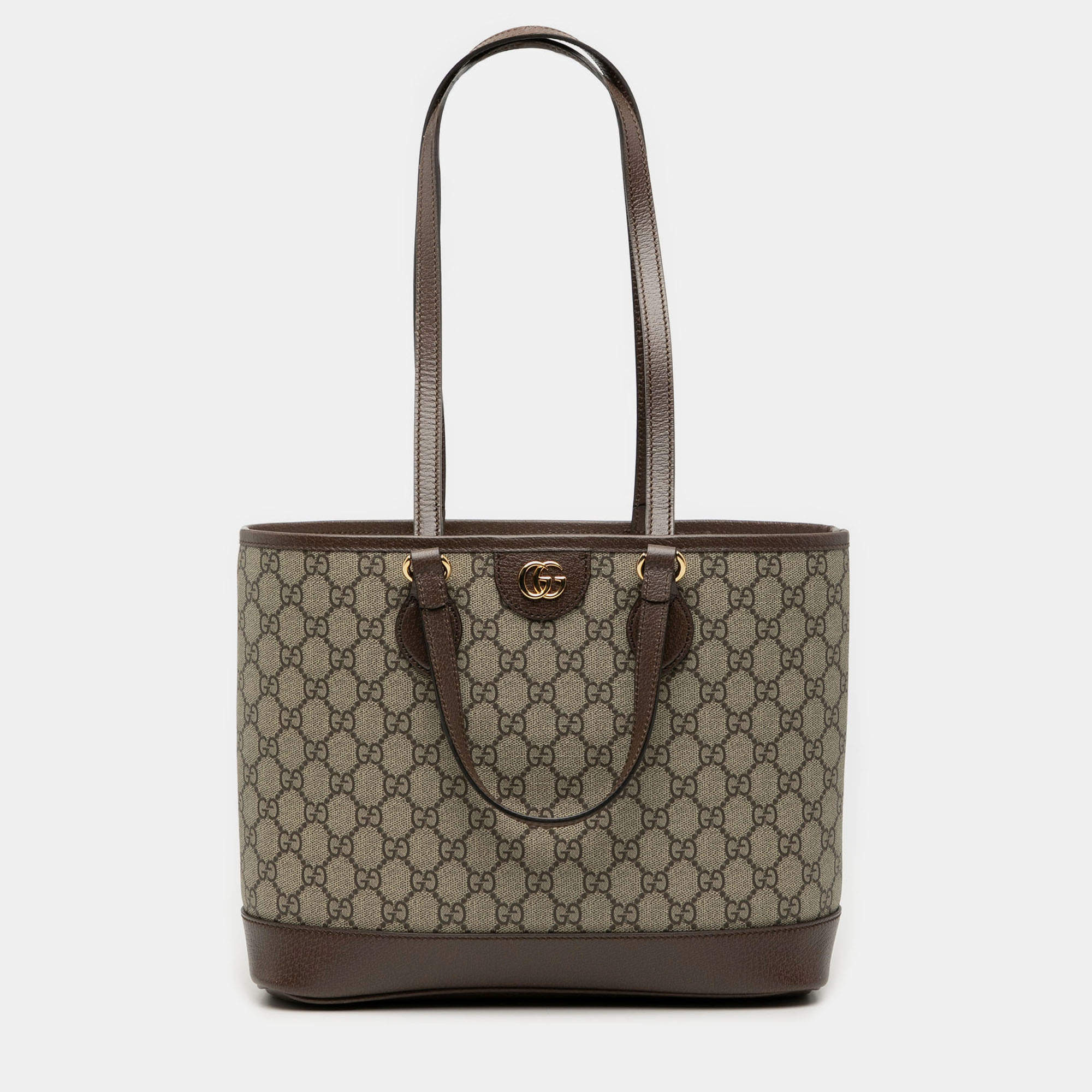 Pre Owned Gucci Brown Small GG Supreme Ophidia Tote