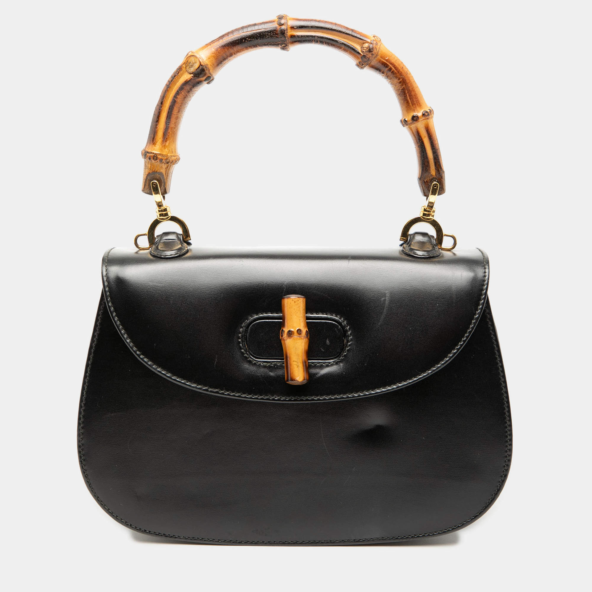 مملوكة مسبقًا Gucci Black Calfskin Bamboo Night