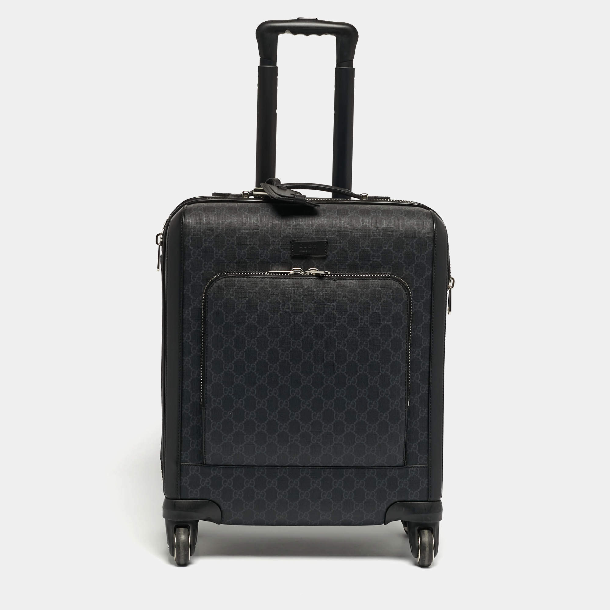 مملوكة مسبقًا Gucci Black GG Supreme Canvas 4 Wheeled Cabin Suitcase