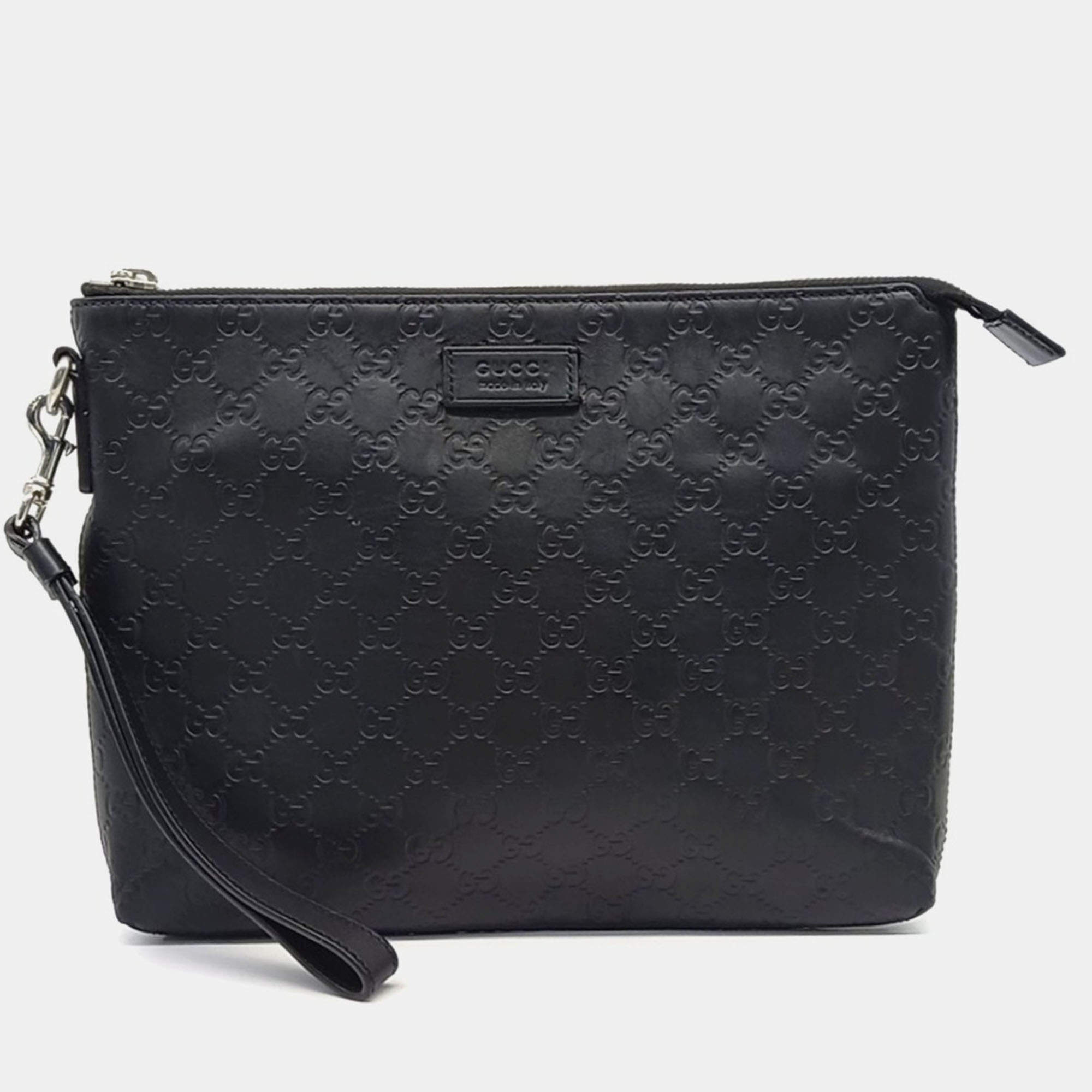Pre Owned Gucci Black Leather Cimaline Clutch