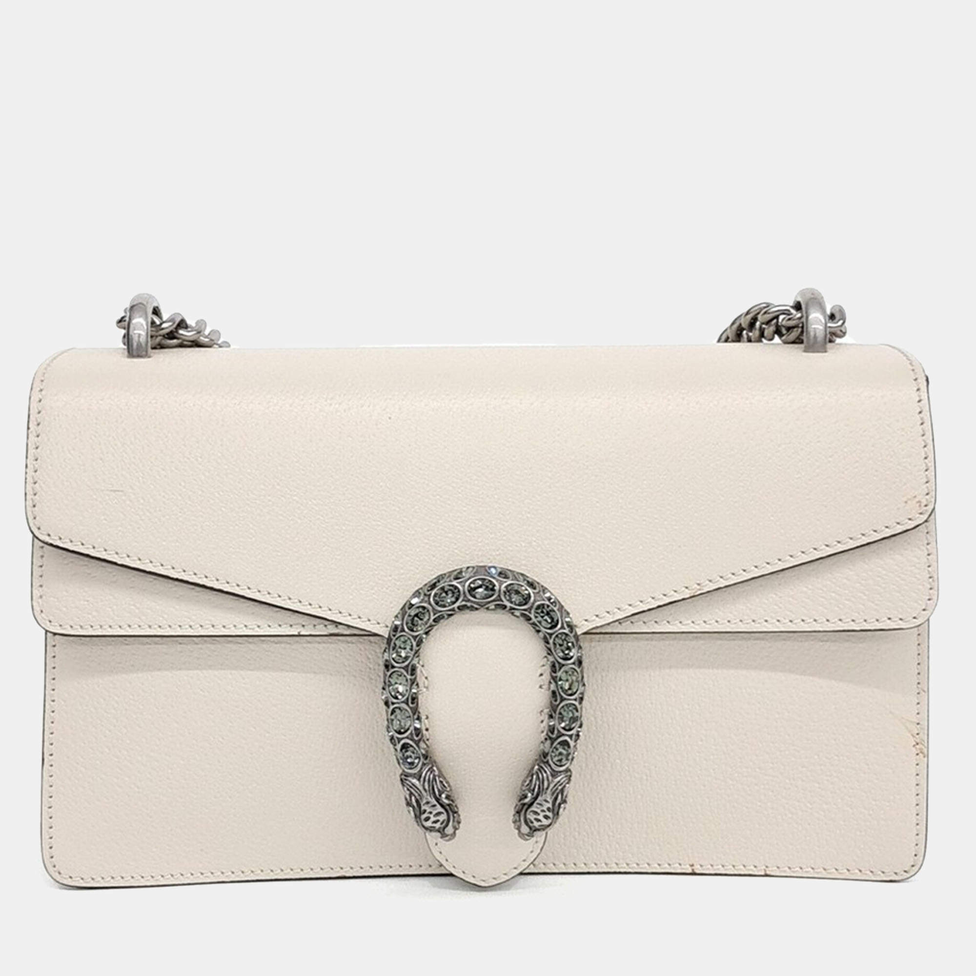 مملوكة مسبقًا Gucci White Leather Dionysus Chain Shoulder Bag