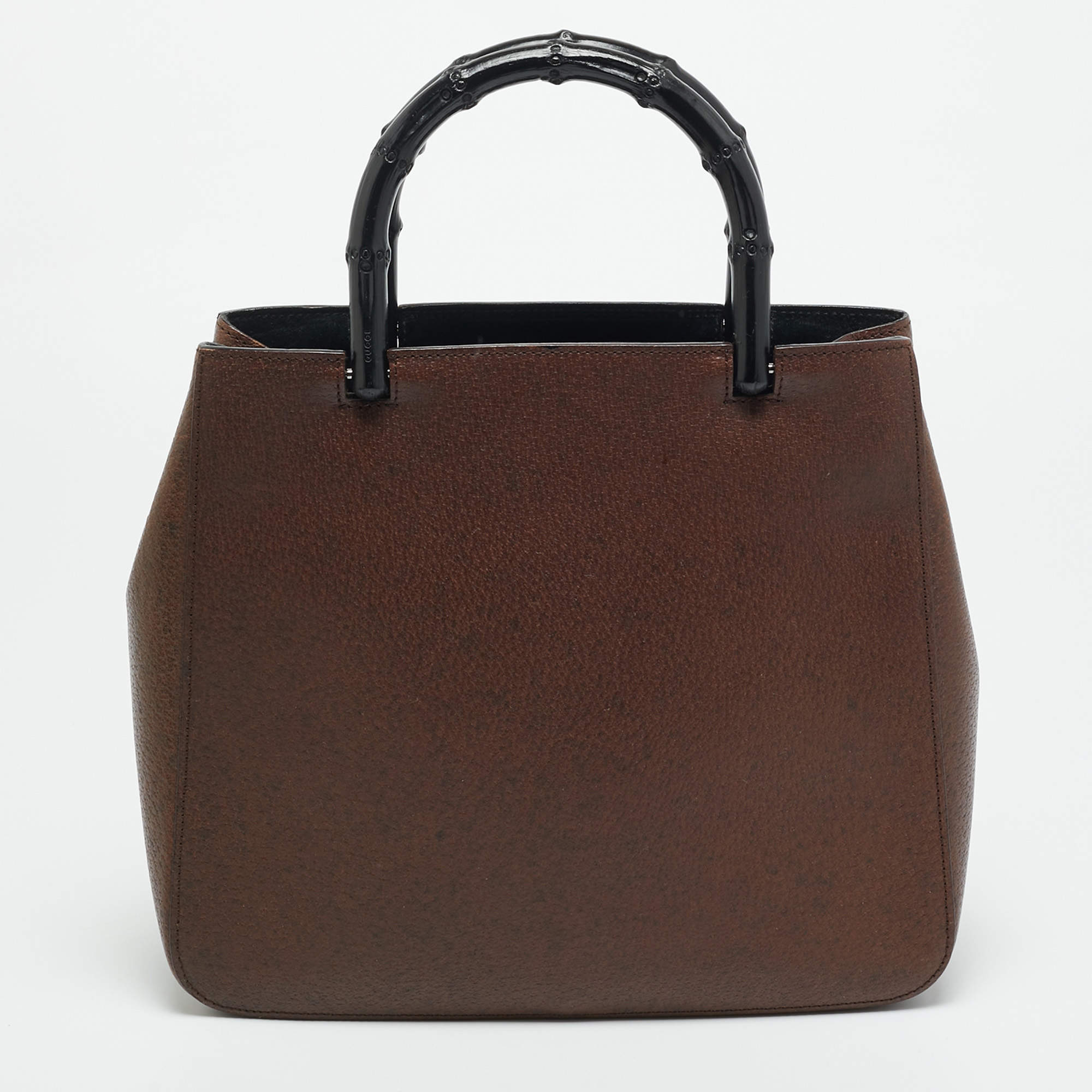 مملوكة مسبقًا Gucci Bamboo Handle Dark Brown Leather Tote