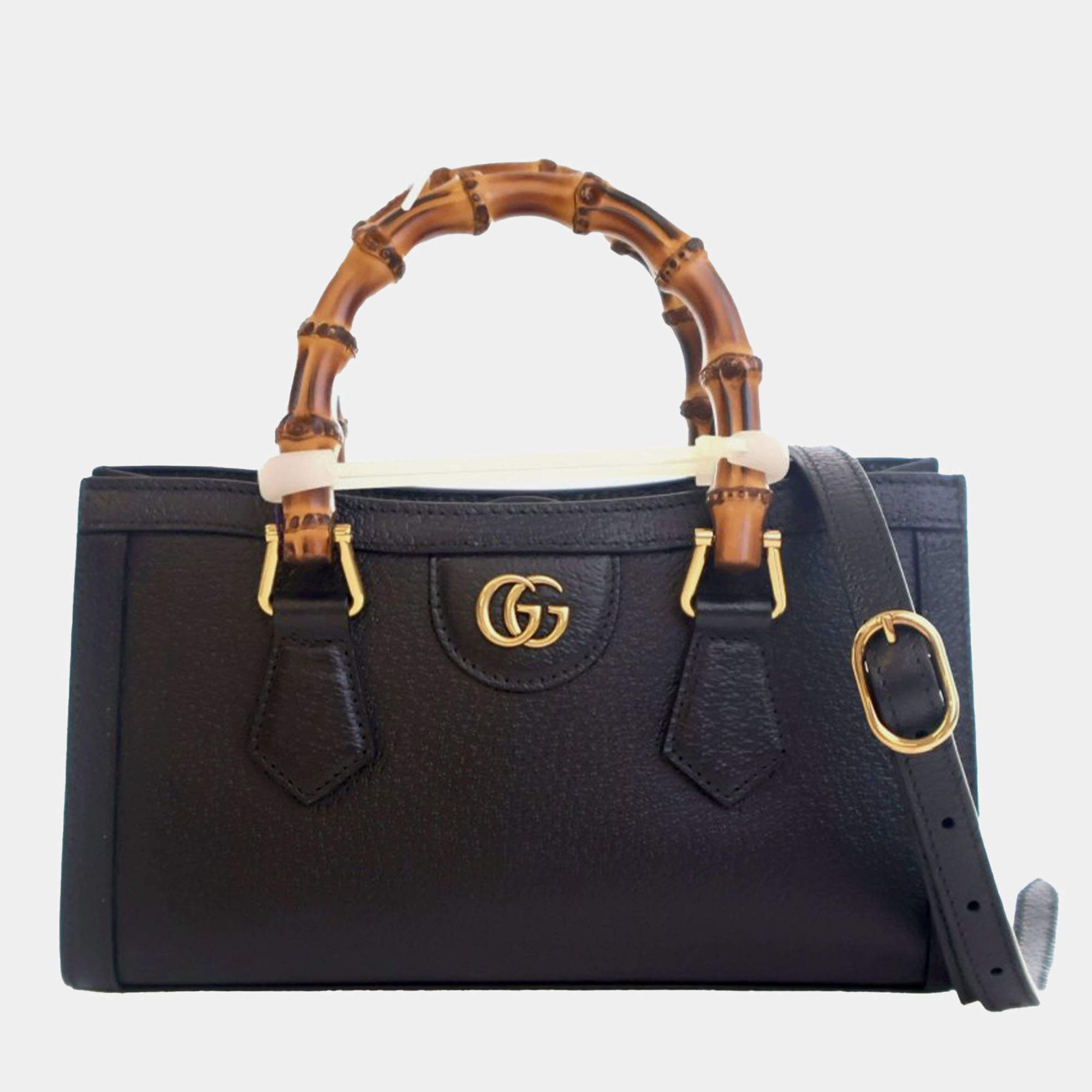 مملوكة مسبقًا Gucci Black Small Calfskin Bamboo Diana Tote