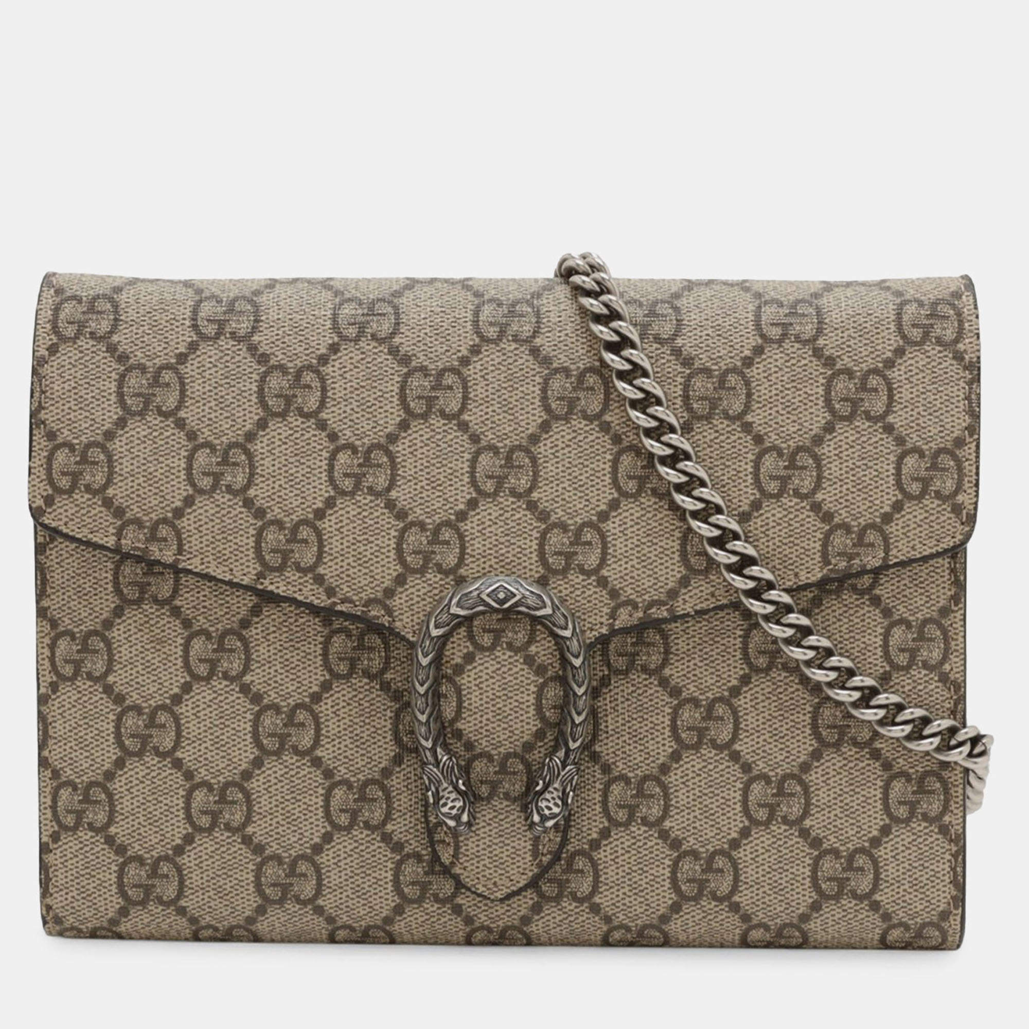 مملوكة مسبقًا Gucci Brown GG Supreme Dionysus Chain Wallet