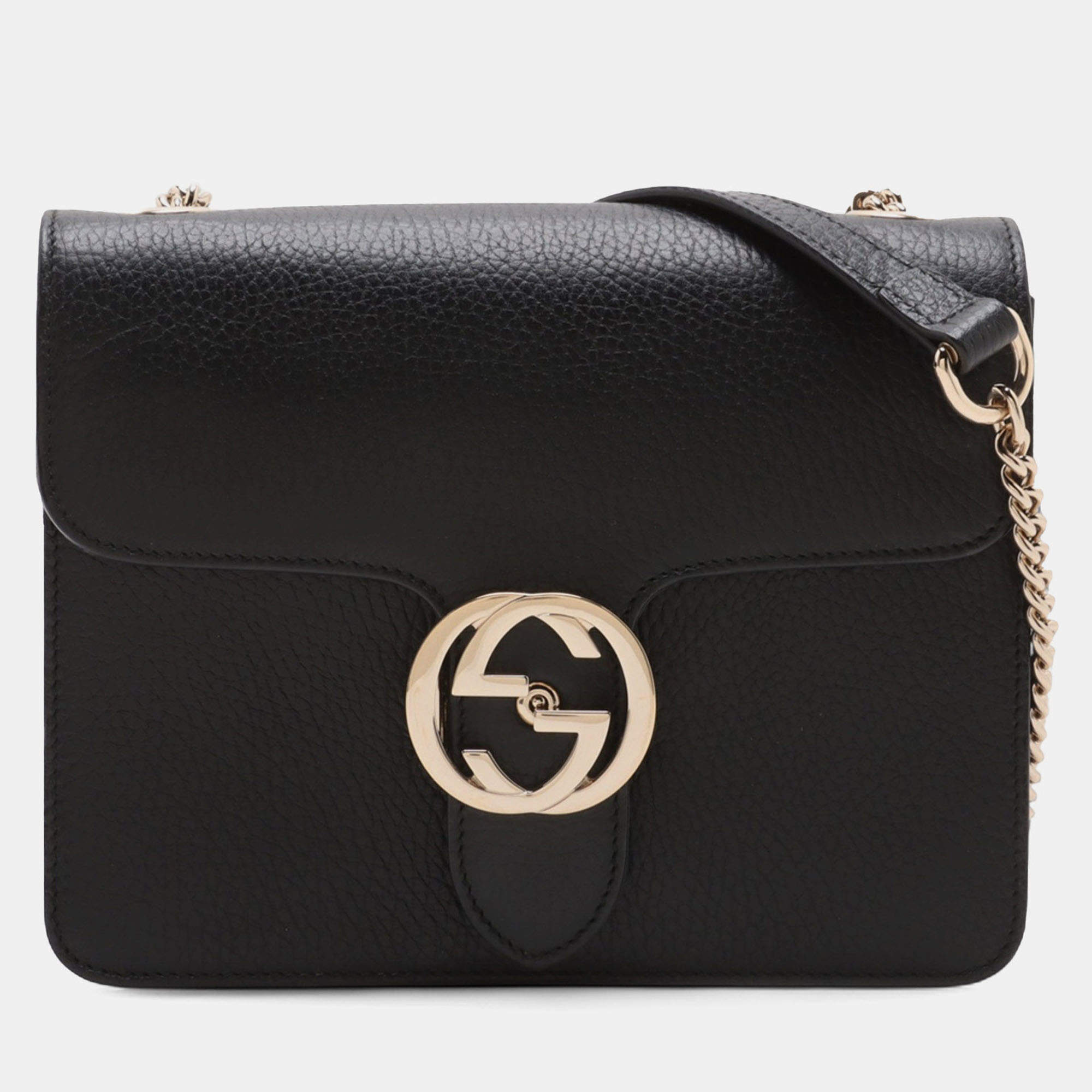 مملوكة مسبقًا Gucci Black Small Dollar Calfskin Interlocking G Crossbody