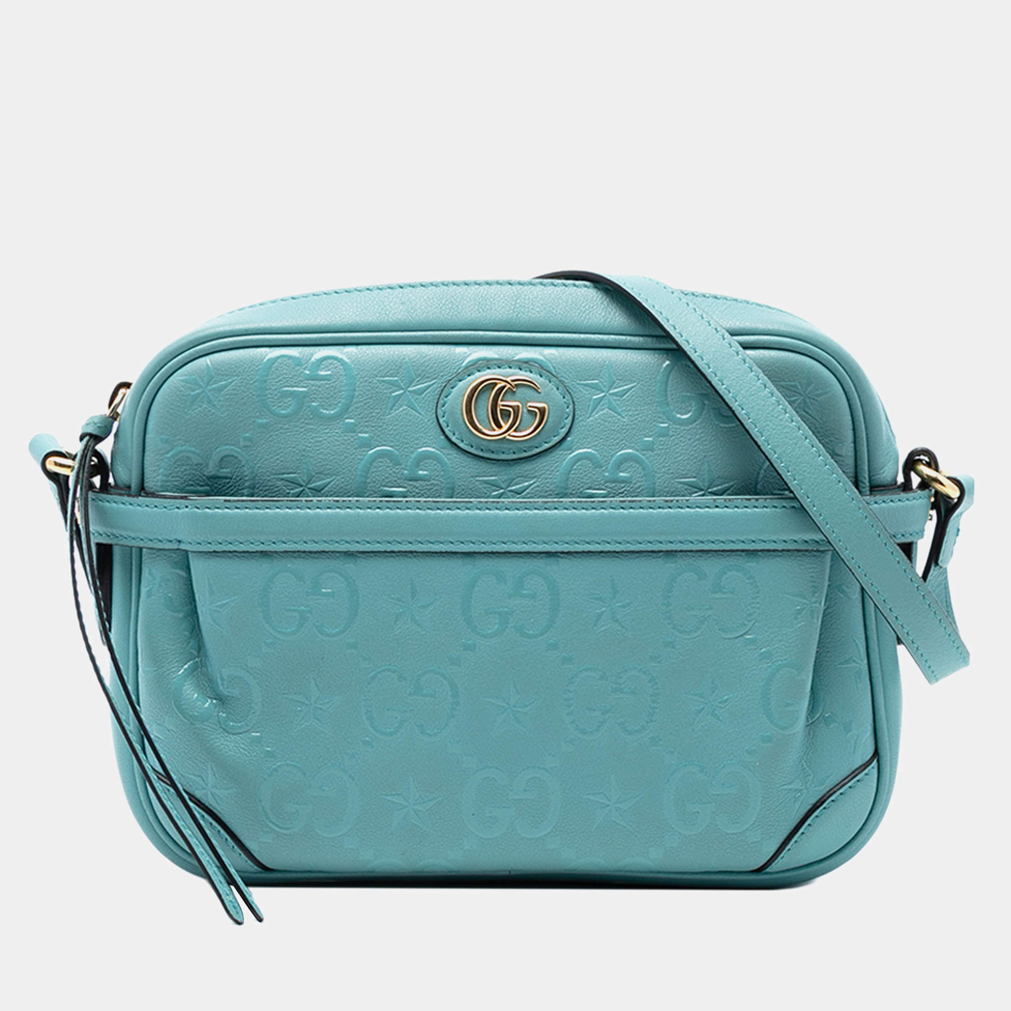 مملوكة مسبقًا Gucci Blue GG Star Embossed Leather Crossbody