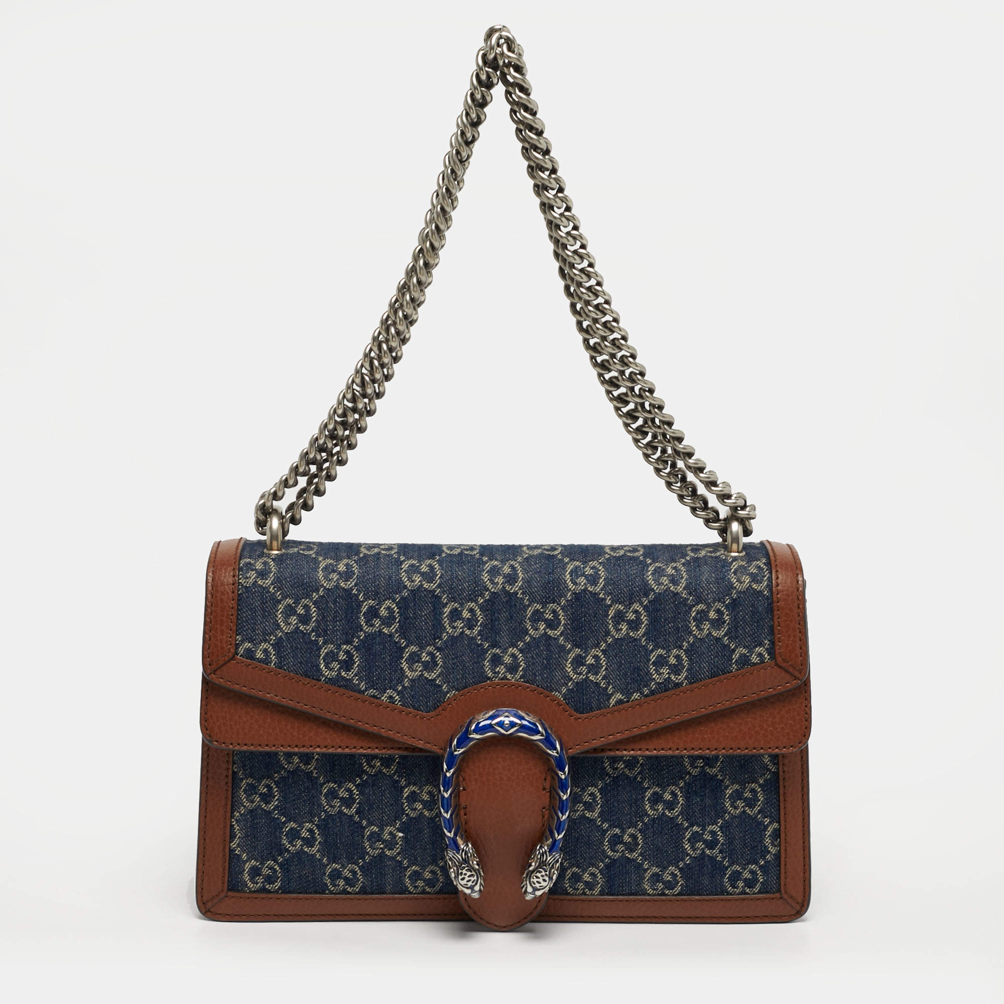 Pre Owned Gucci Dionysus Small Blue/Brown GG Denim Shoulder Bag