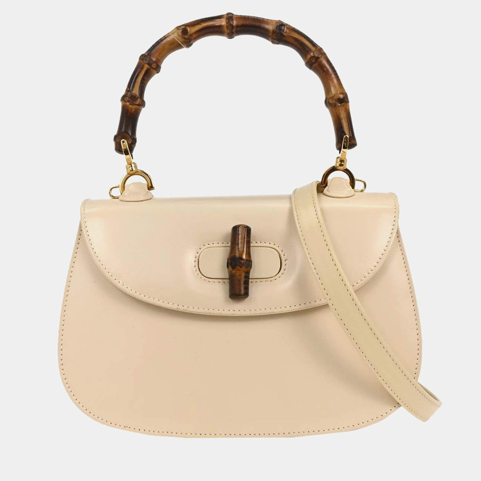 مملوكة مسبقًا Gucci Light Beige Bamboo 2Way Handbag