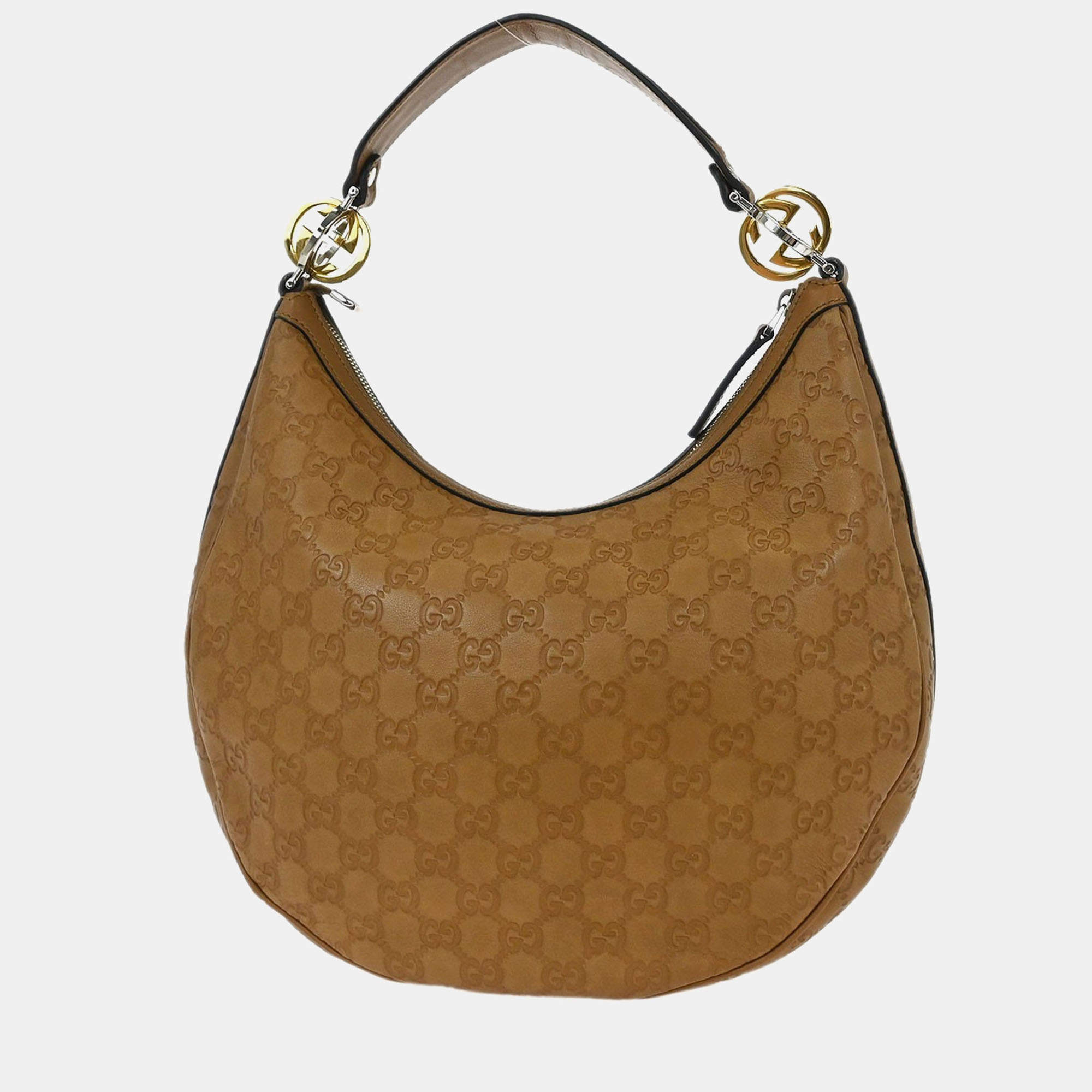 Pre Owned حقيبة هوبو غوتشي غوتشيسيما بنية جيجي توينز