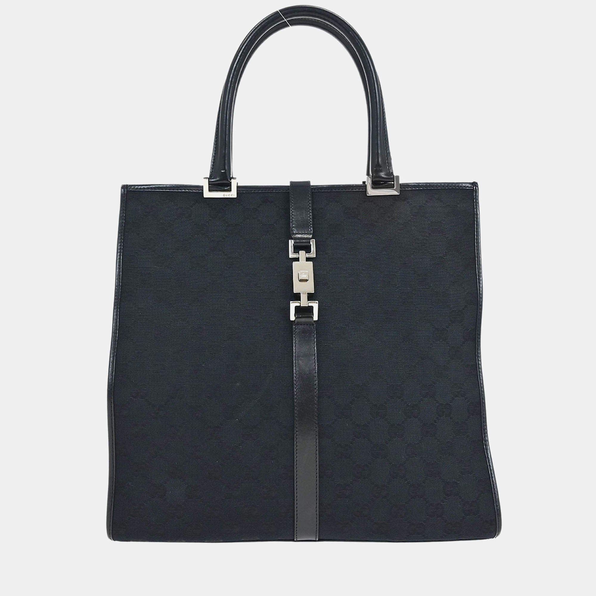 Pre Owned Gucci Black Gg Jackie Handbag