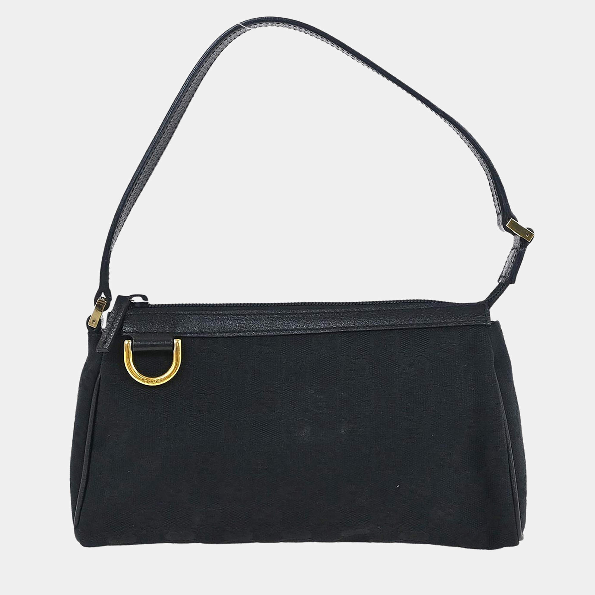 Pre Owned Gucci Black Gg Abbey D Ring Handbag