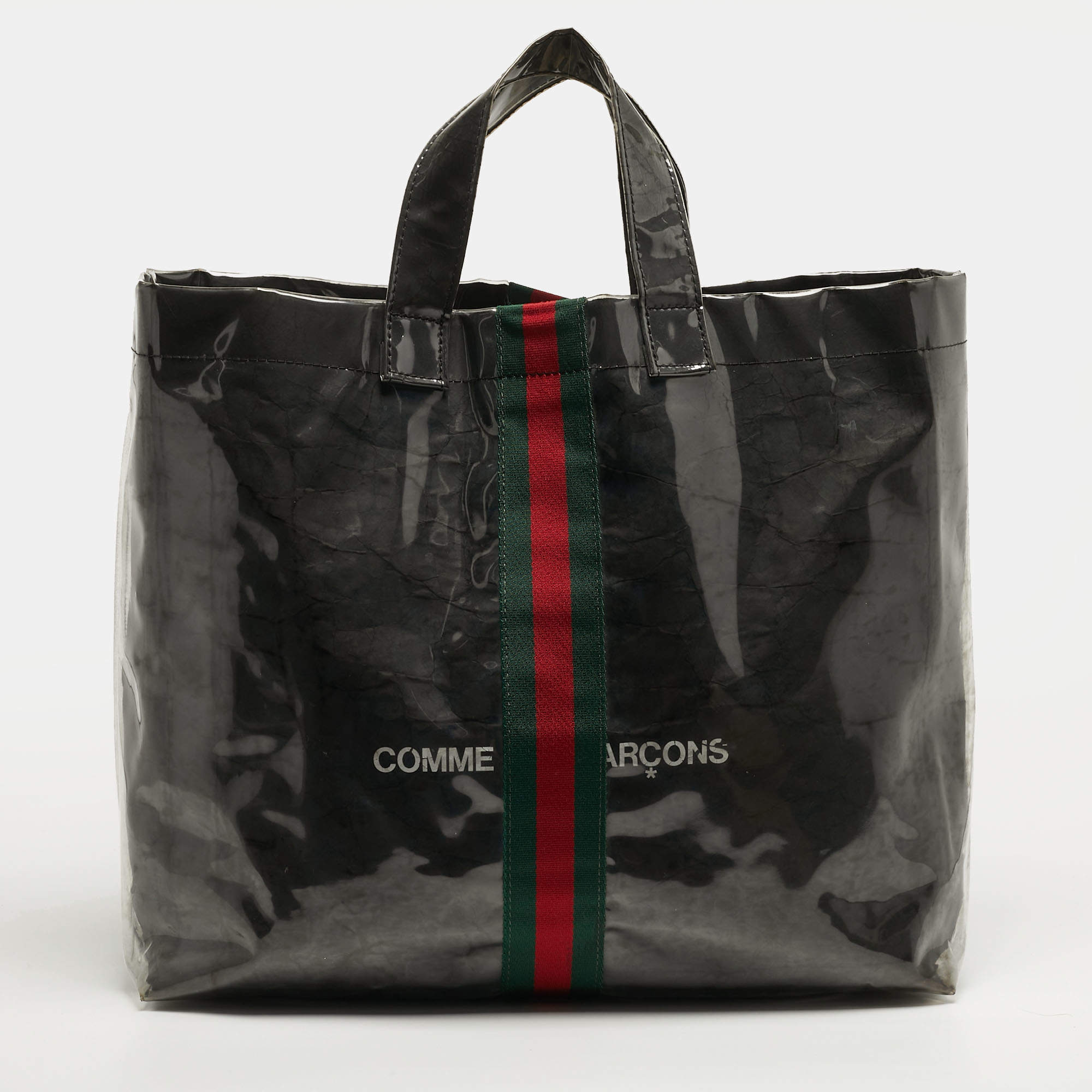 مملوكة مسبقًا Gucci x Comme des Garcons Black/Clear PVC Web Tote 