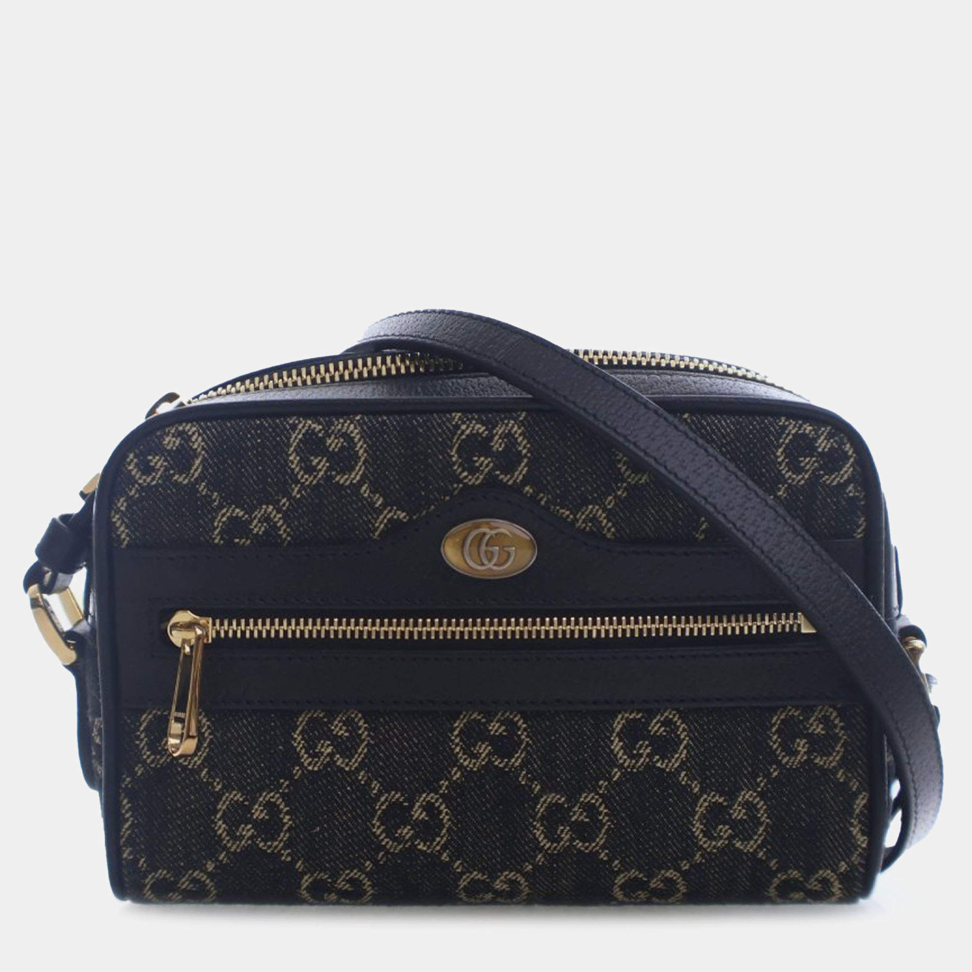 Pre Owned Gucci Black Mini GG Denim Ophidia Crossbody