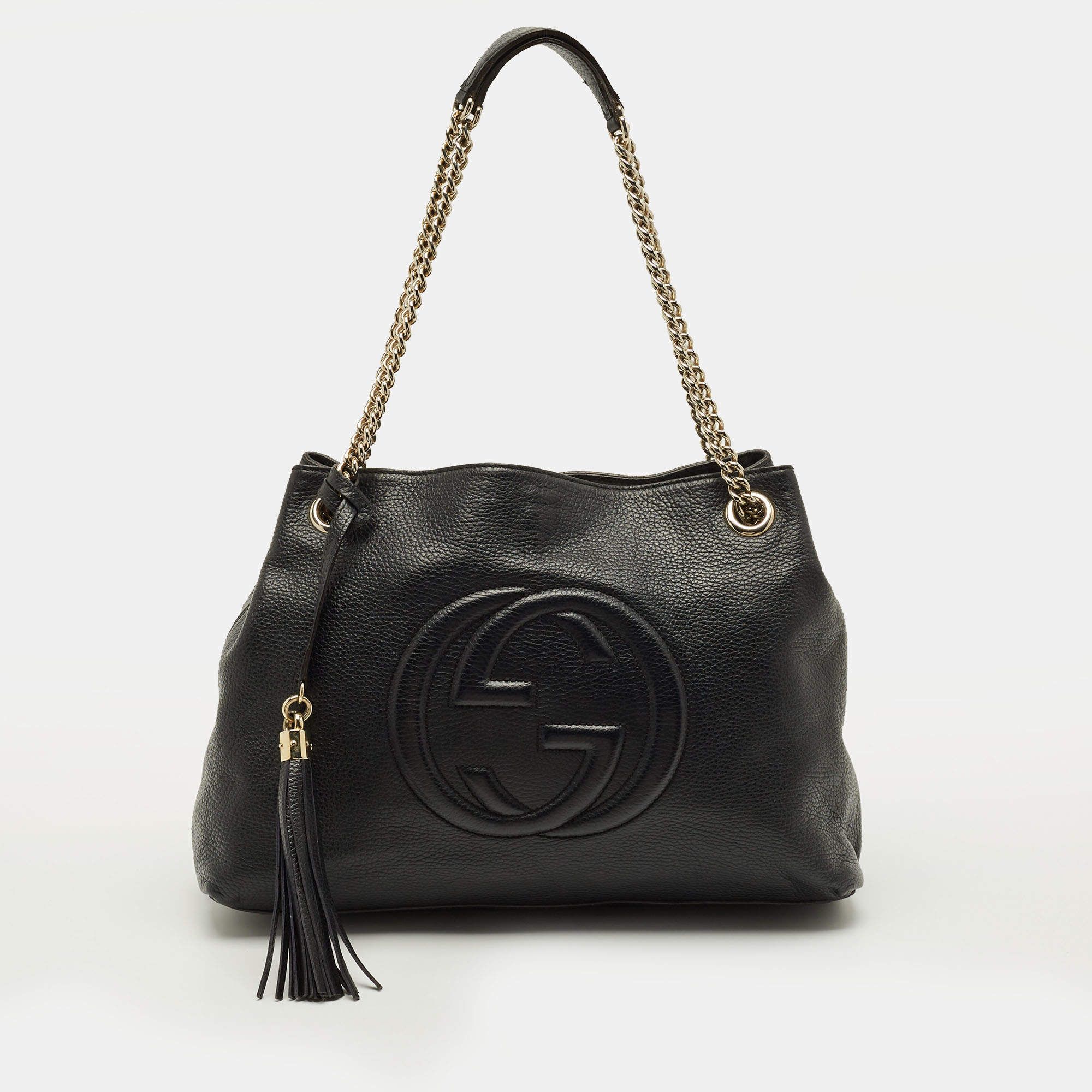 مملوكة مسبقًا Gucci Soho Chain Medium Black Leather Shoulder Bag