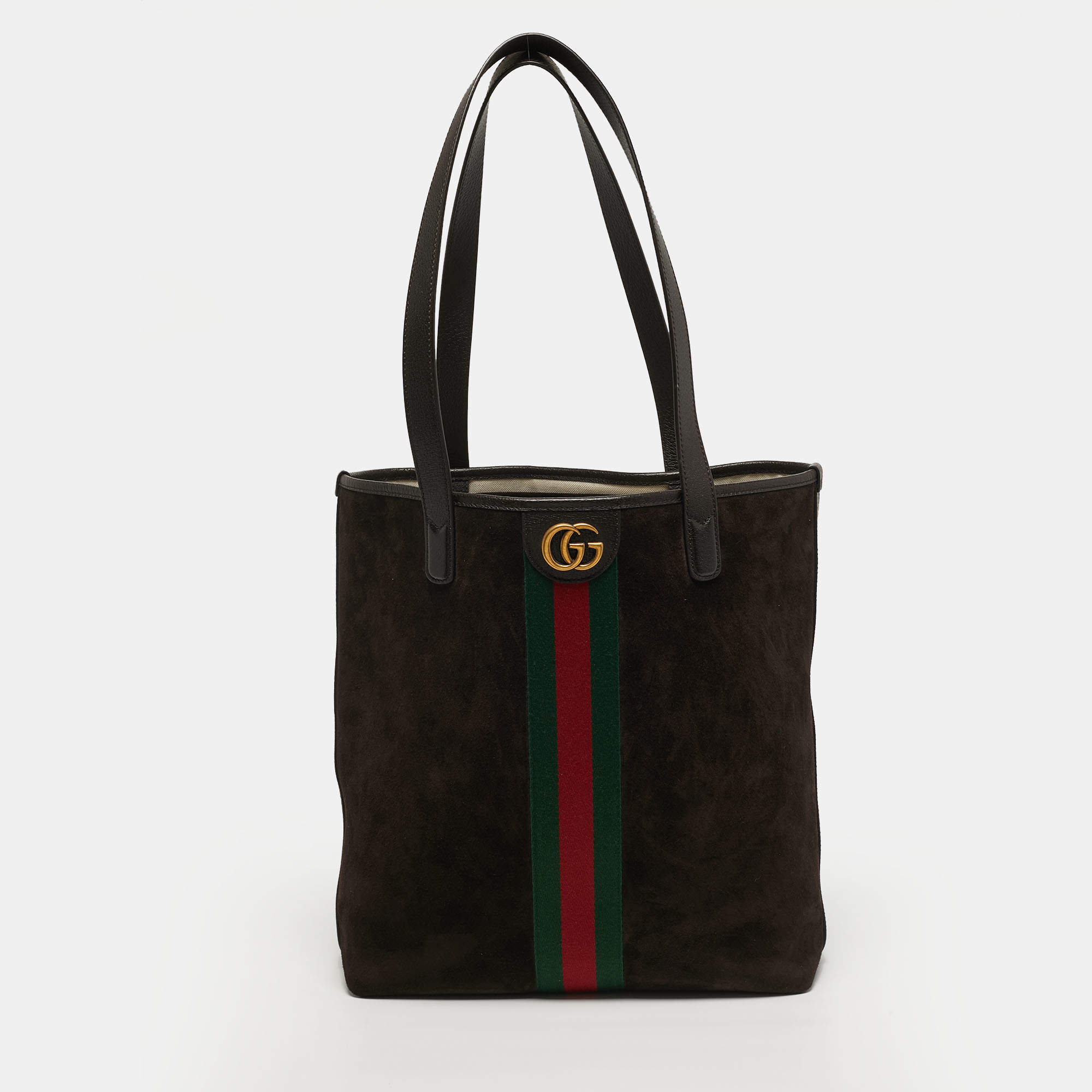 مملوكة مسبقًا Gucci Ophidia Dark Brown Leather and Suede Shopper Tote