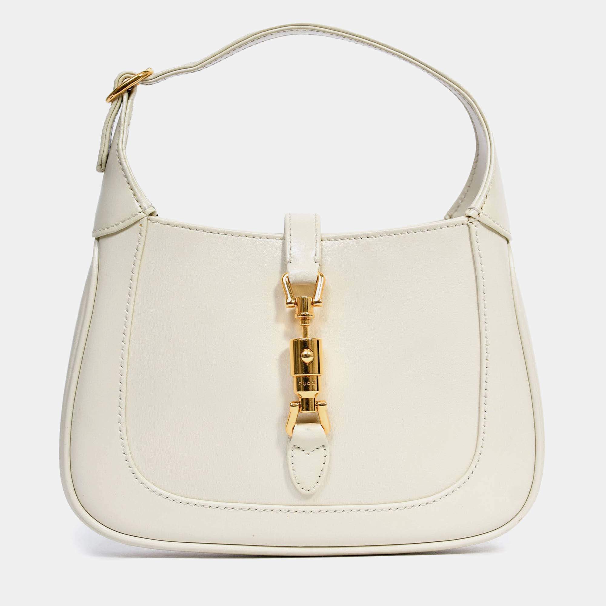 مملوكة مسبقًا Gucci Cream Leather Jackie 1961 Mini Horsebit Bag