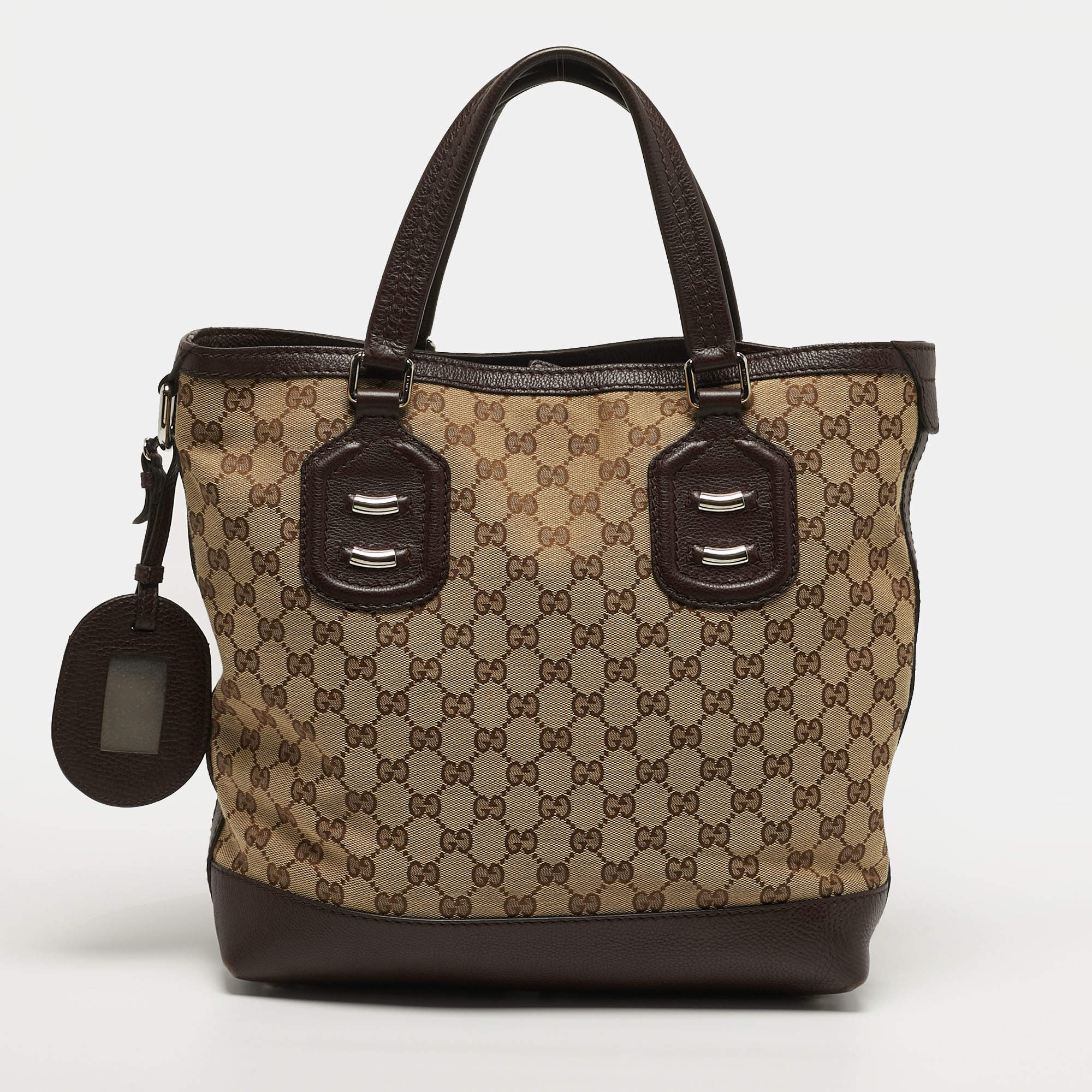 مملوكة مسبقًا Gucci Techno Brown/Beige GG Canvas and Leather Tote