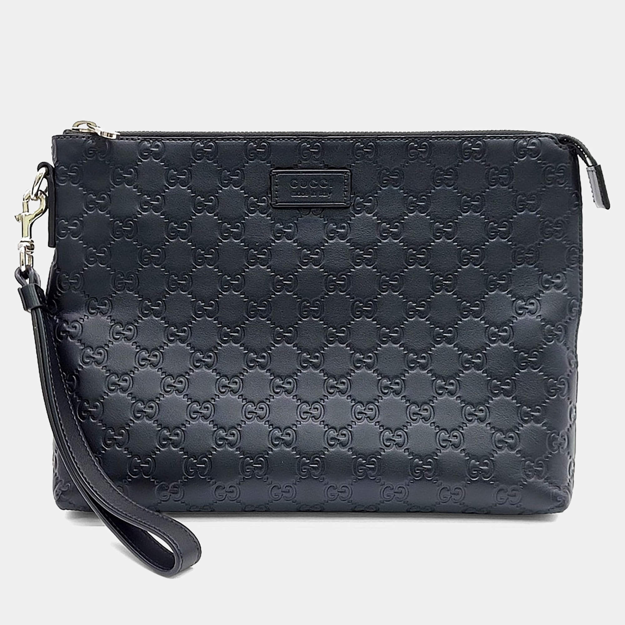 Pre Owned حقيبة كلتش غوتشي جلود أسود سيميالين