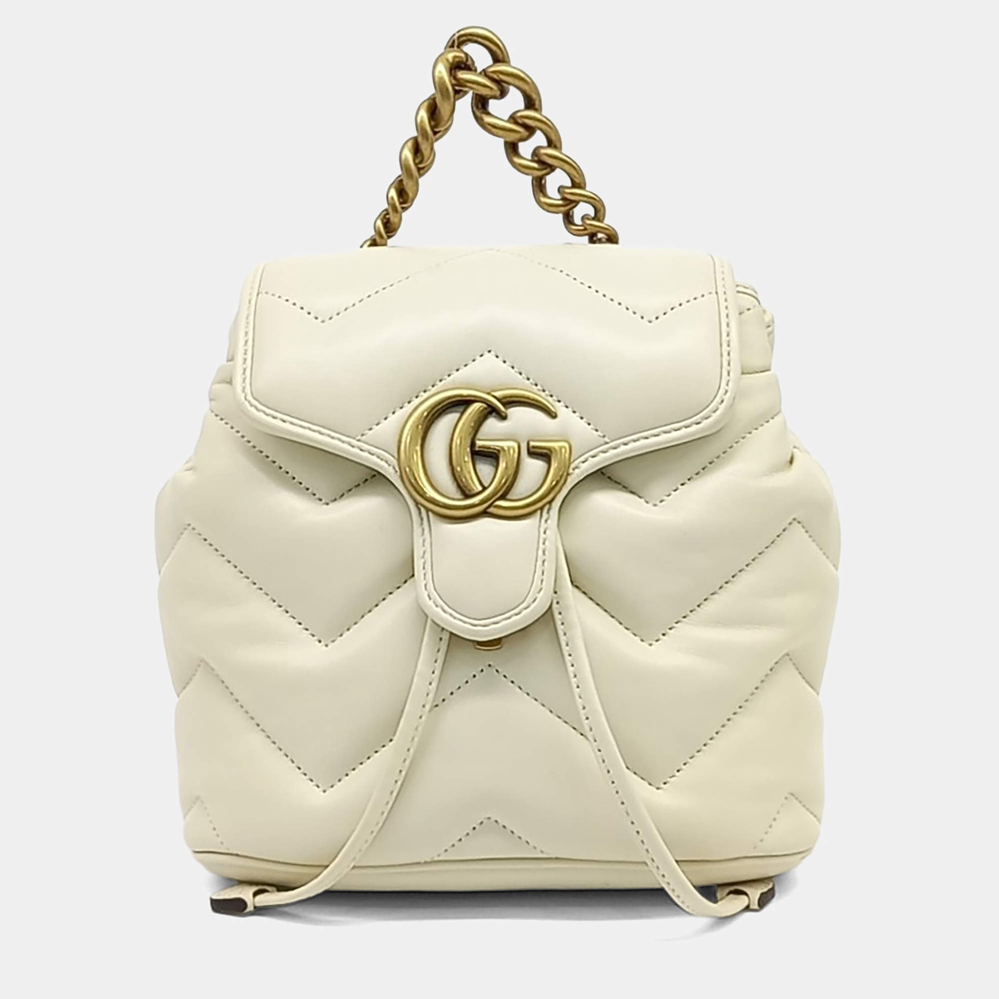 Pre Owned Gucci White Leather Matrasse Backpack