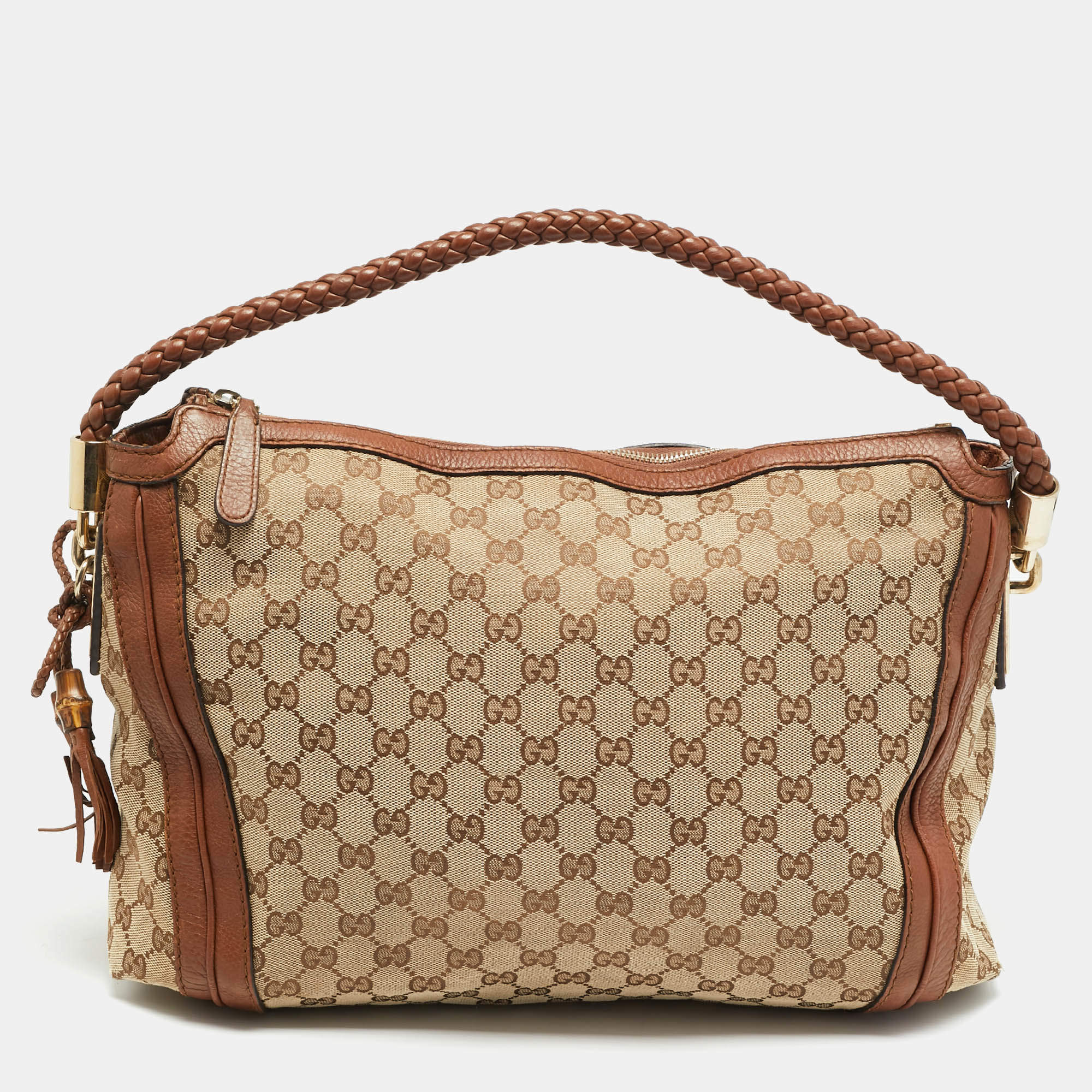 مملوكة مسبقًا Gucci Bella Medium Brown/Beige GG Canvas and Leather Hobo