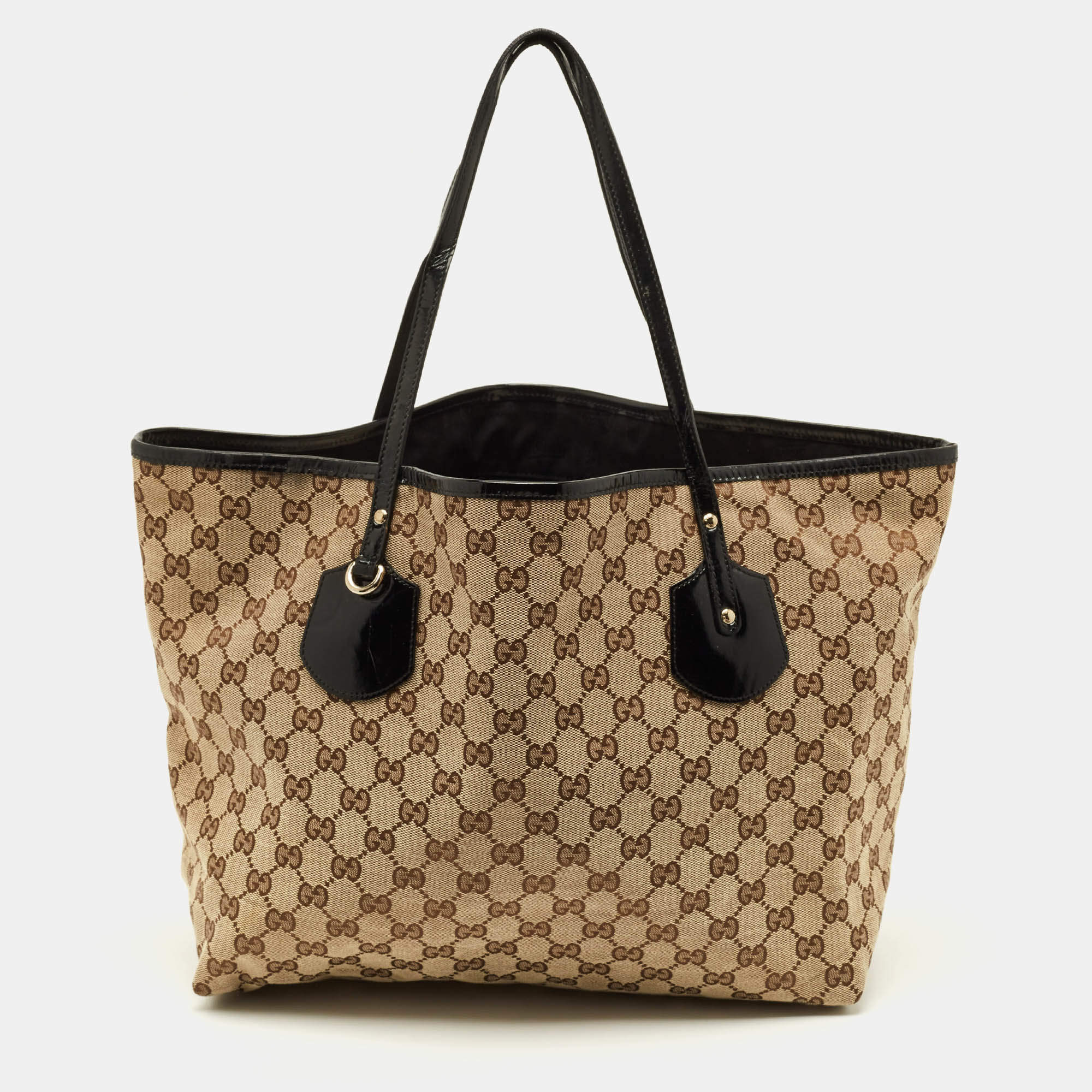 مملوكة مسبقًا Gucci Jolie Black/Beige GG Canvas and Patent Leather Tote