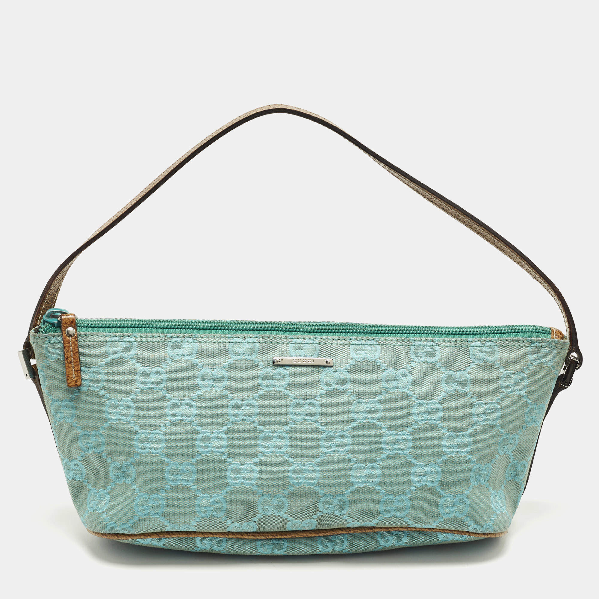 Pre Owned حقيبة غوتشي بوت قماش GG أخضر/بني بوشت