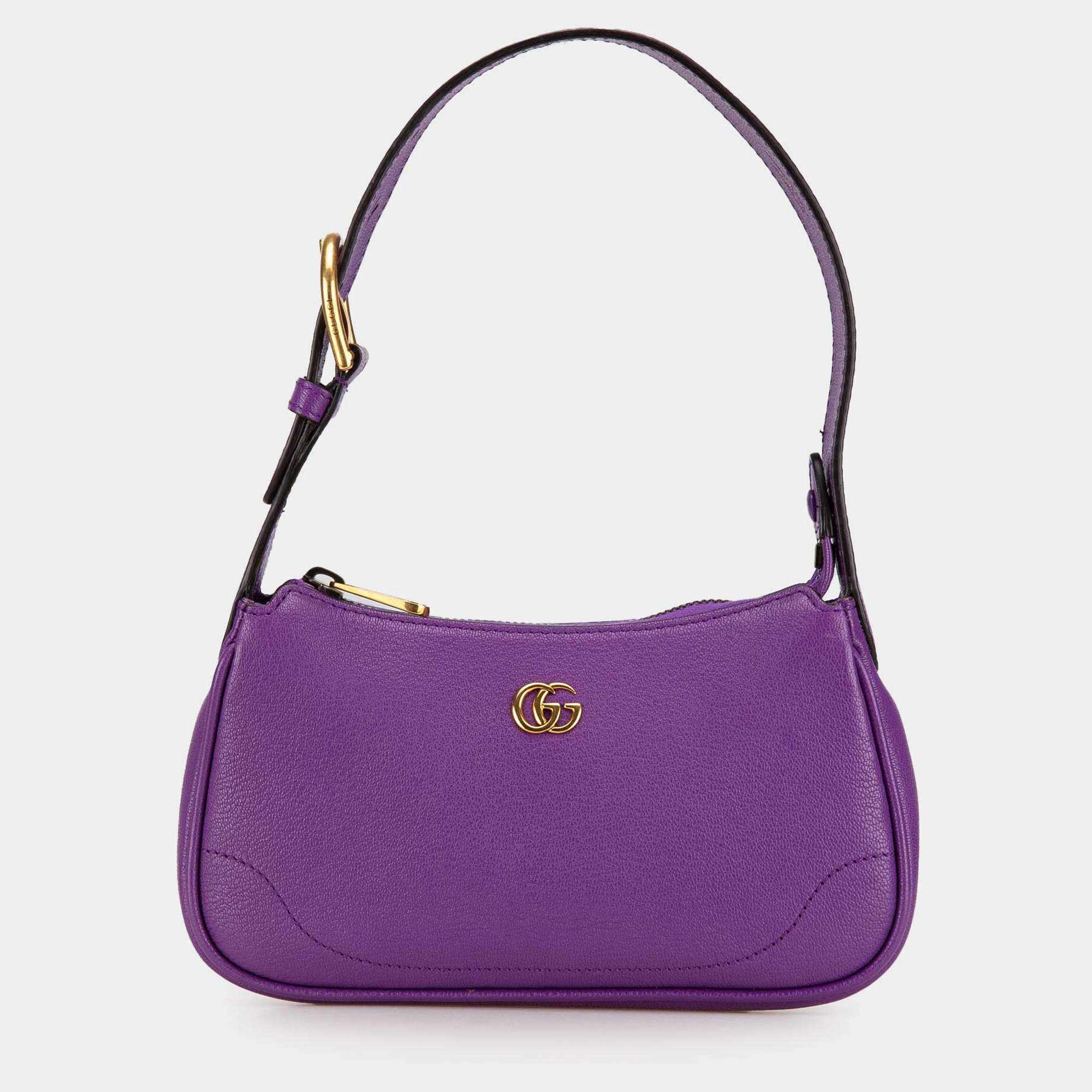 Pre Owned Gucci Purple Mini Leather Aphrodite Shoulder Bag