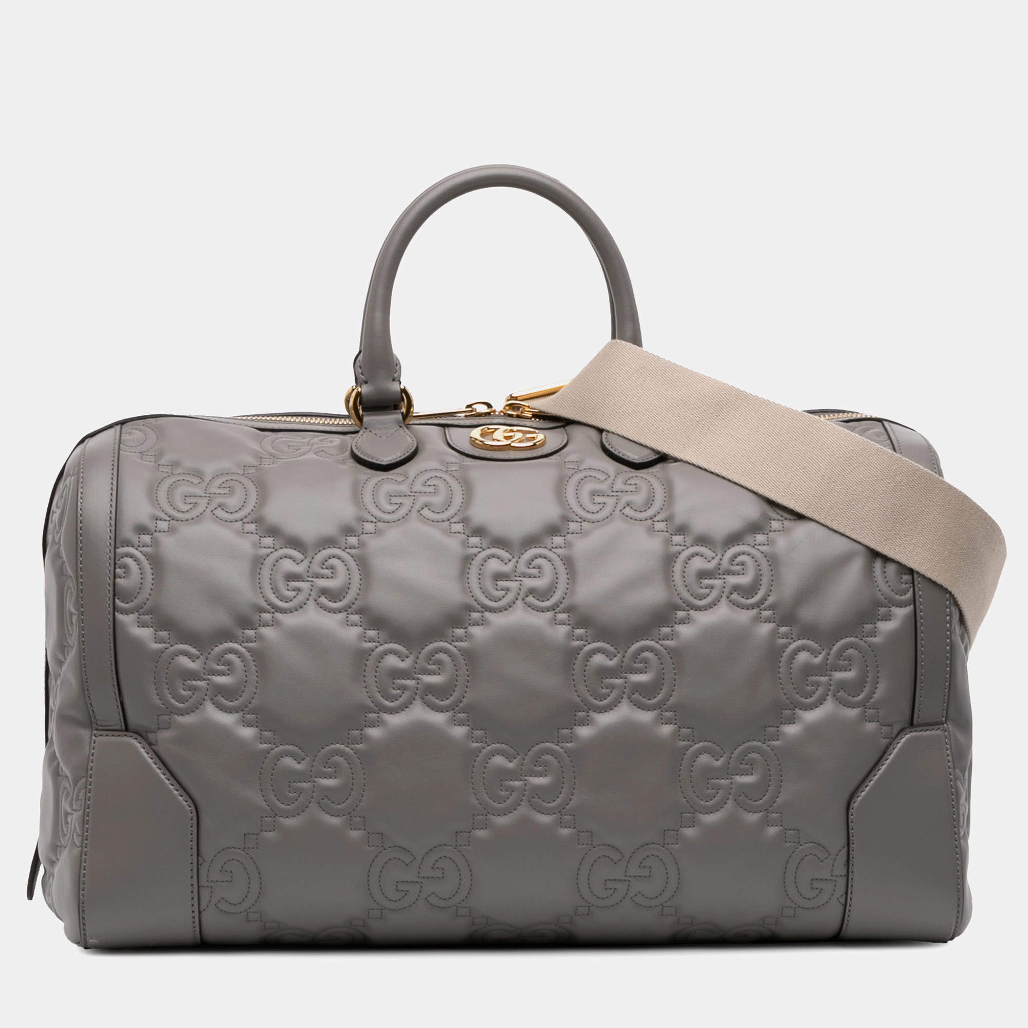 مملوكة مسبقًا Gucci Grey Medium GG Matelasse Leather Duffle Bag