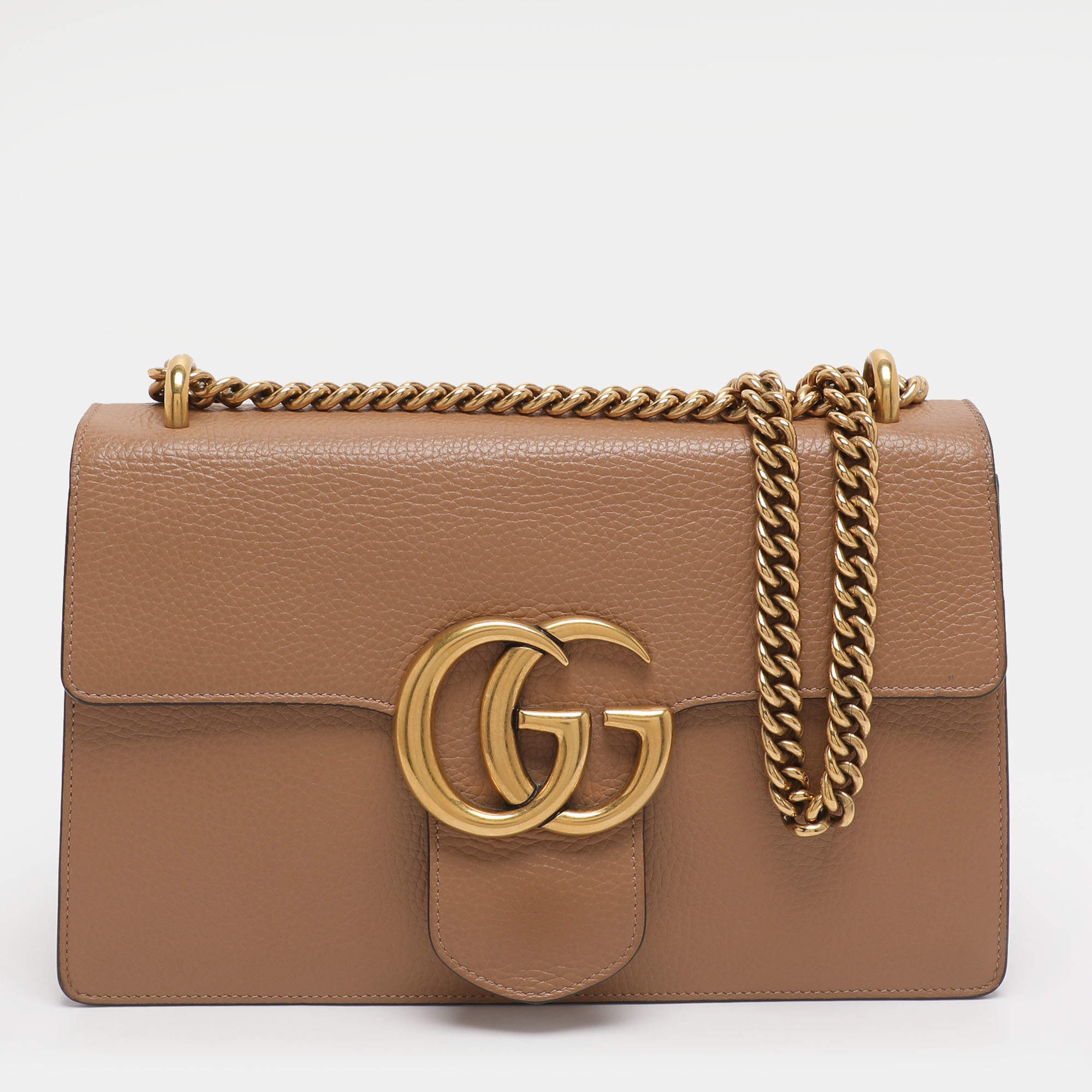 Pre Owned حقيبة كتف غوتشي جي جي مارمونت جلد بني